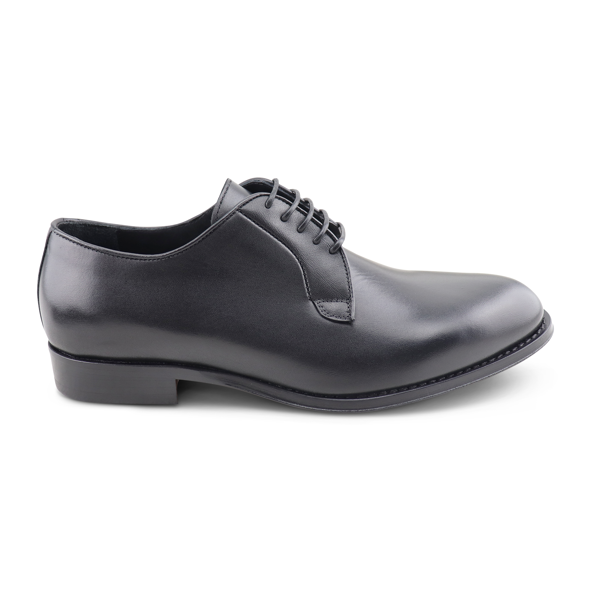 Black leather derby