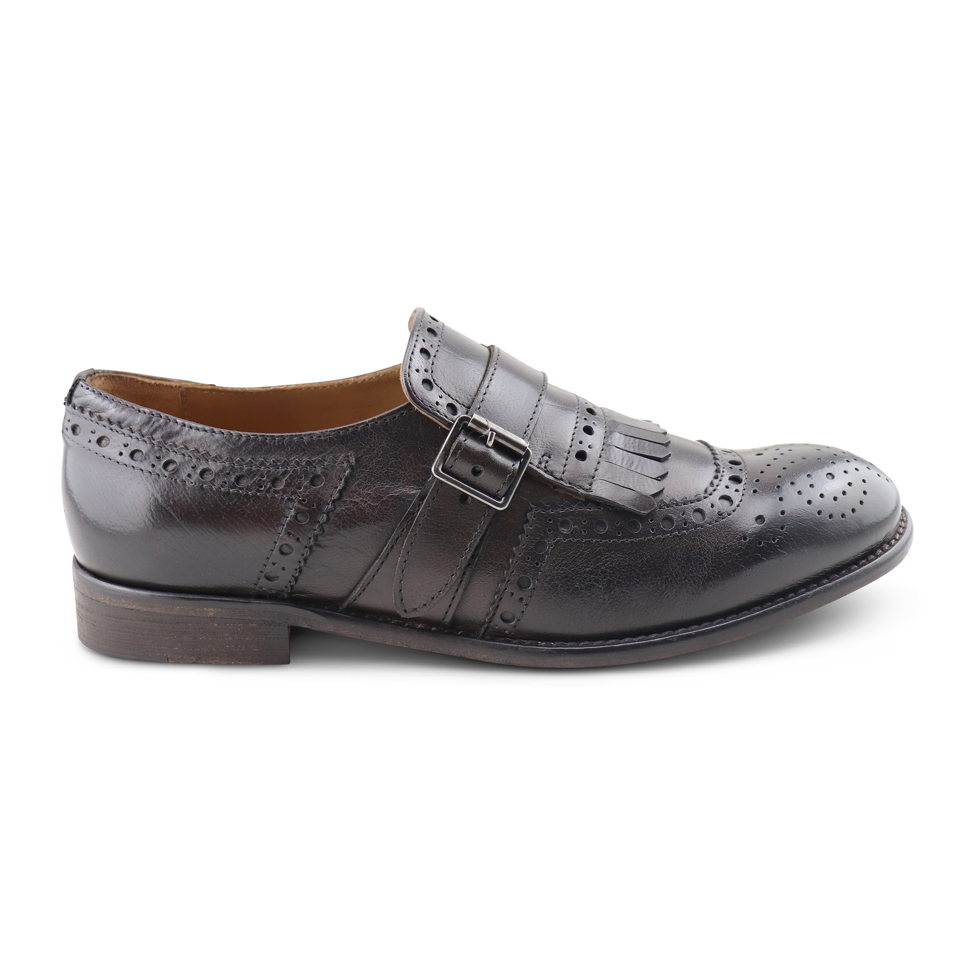 Kiltie Monk Strap Buffalo Brown