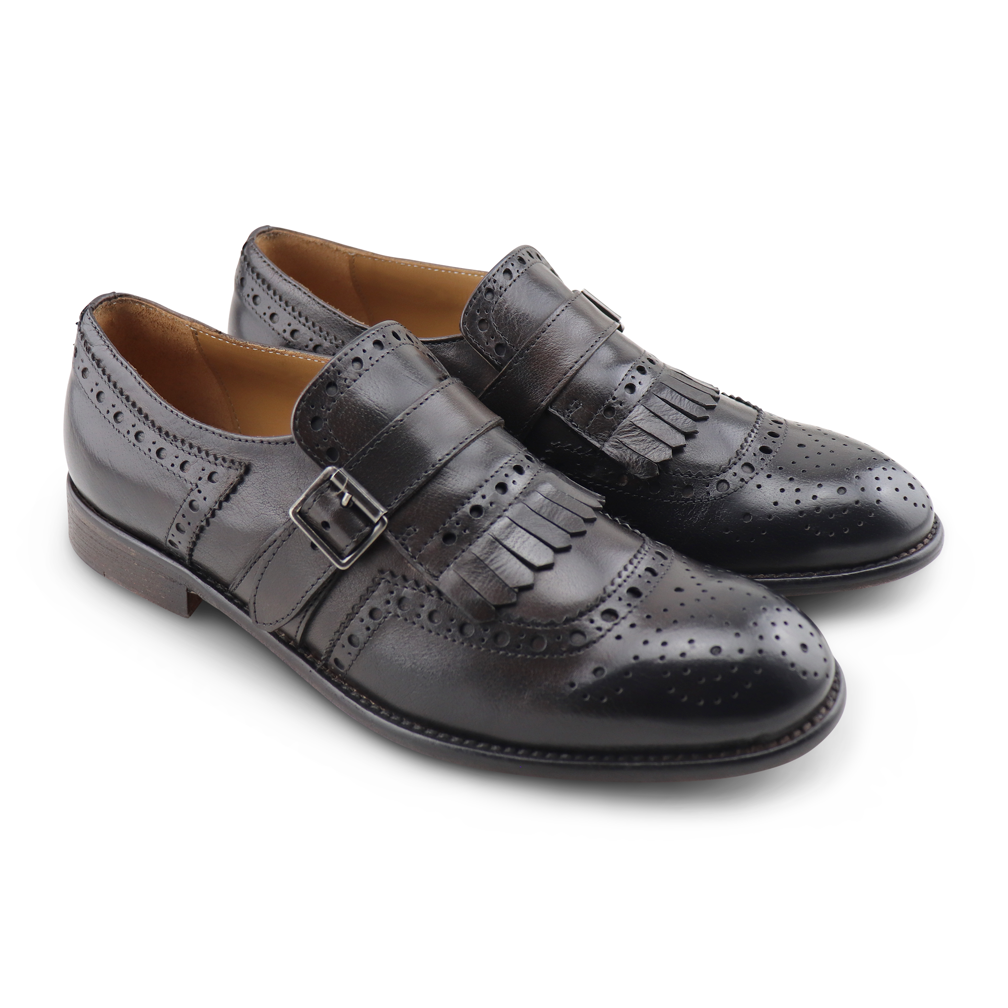 Kiltie Monk Strap Buffalo Brown