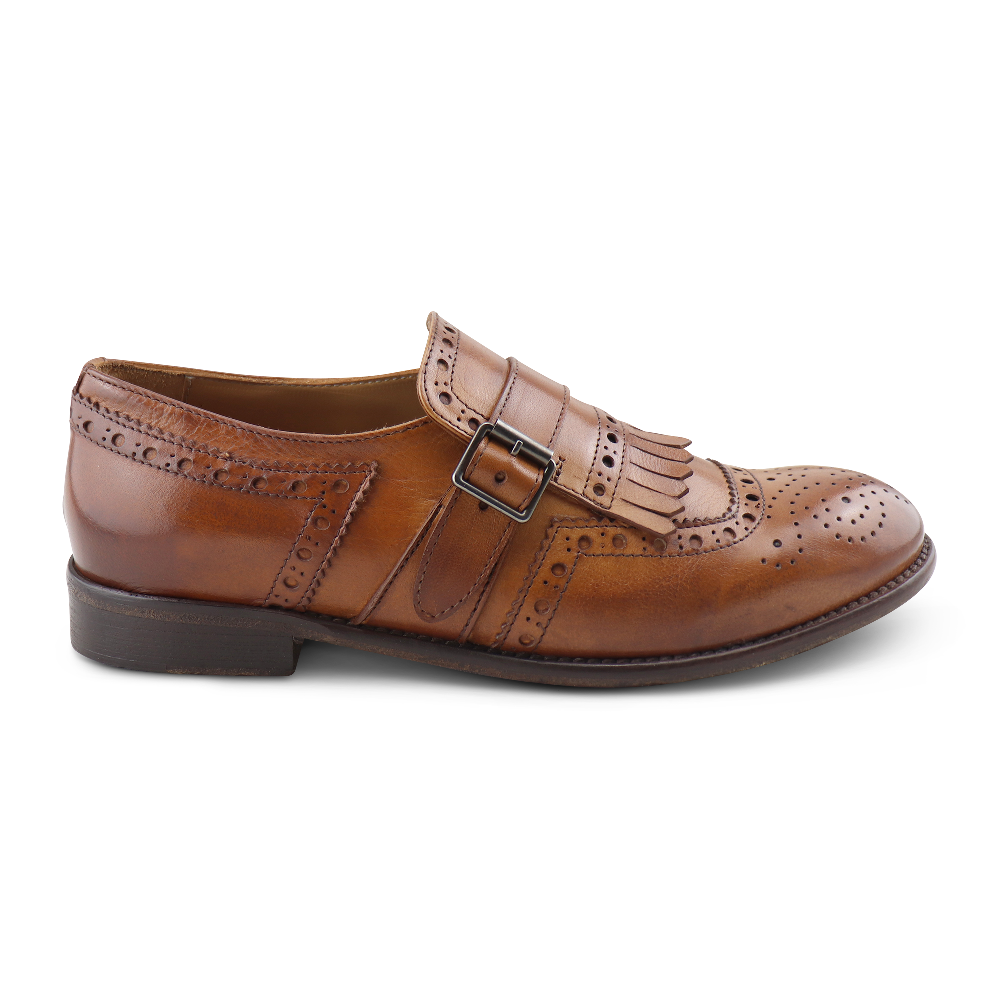 Kiltie Monk Strap buffalo leather