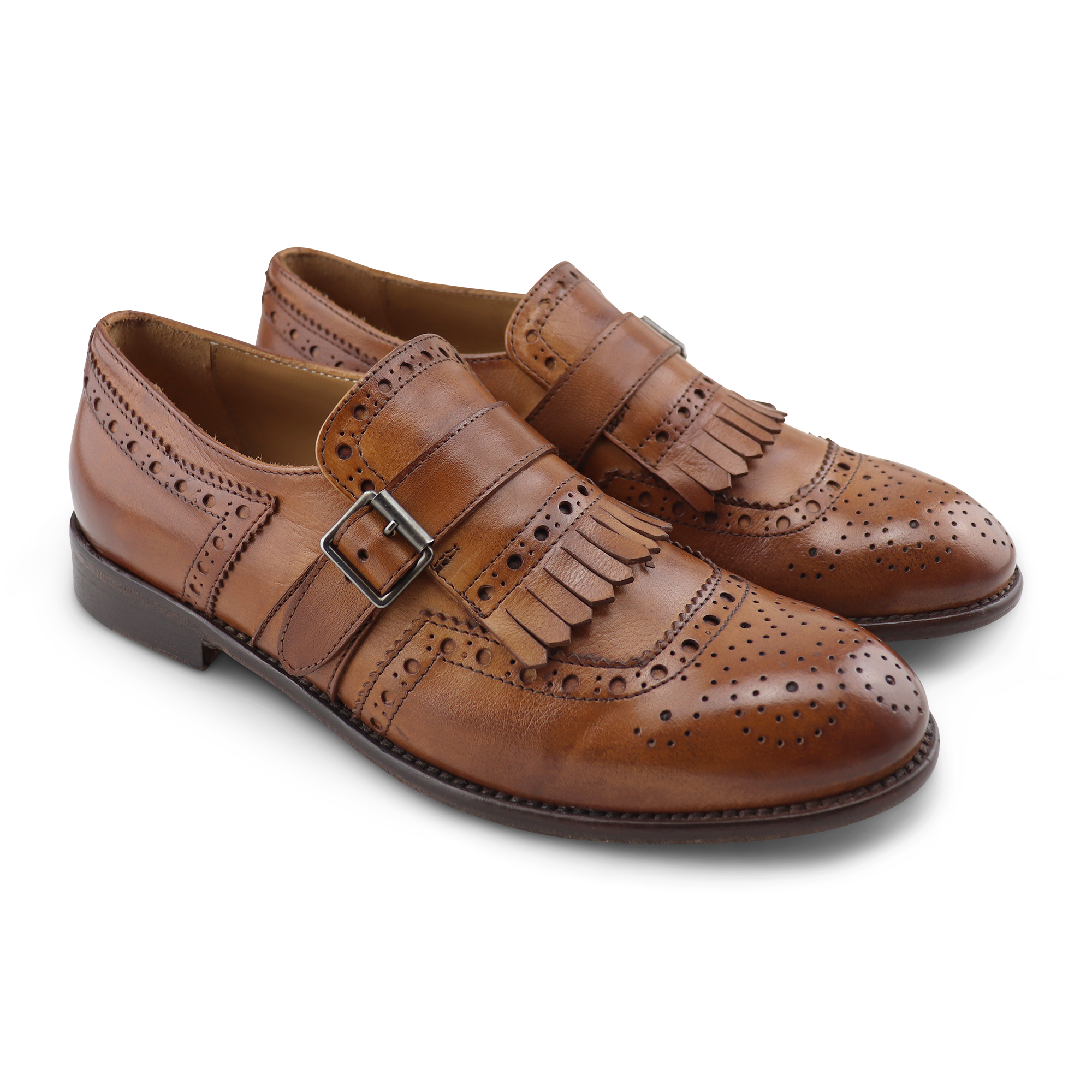 Kiltie Monk Strap buffalo leather