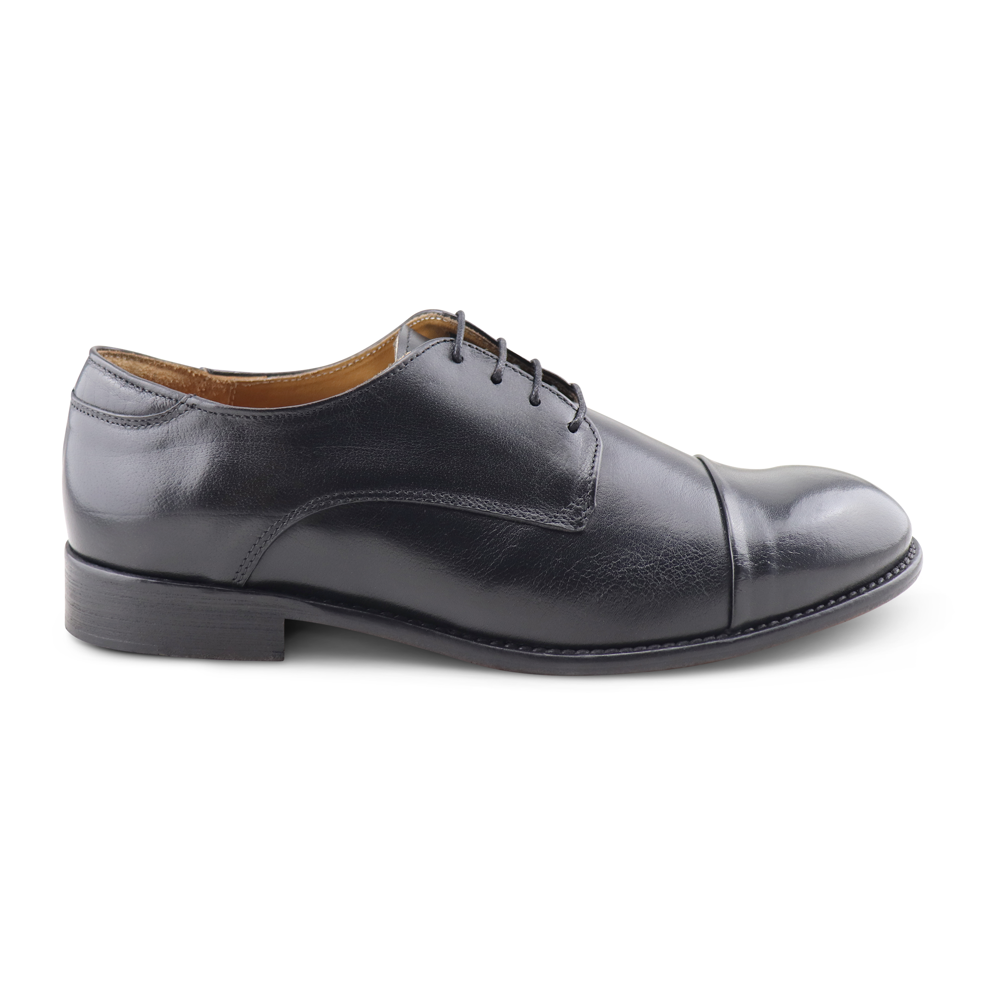 Black leather derby