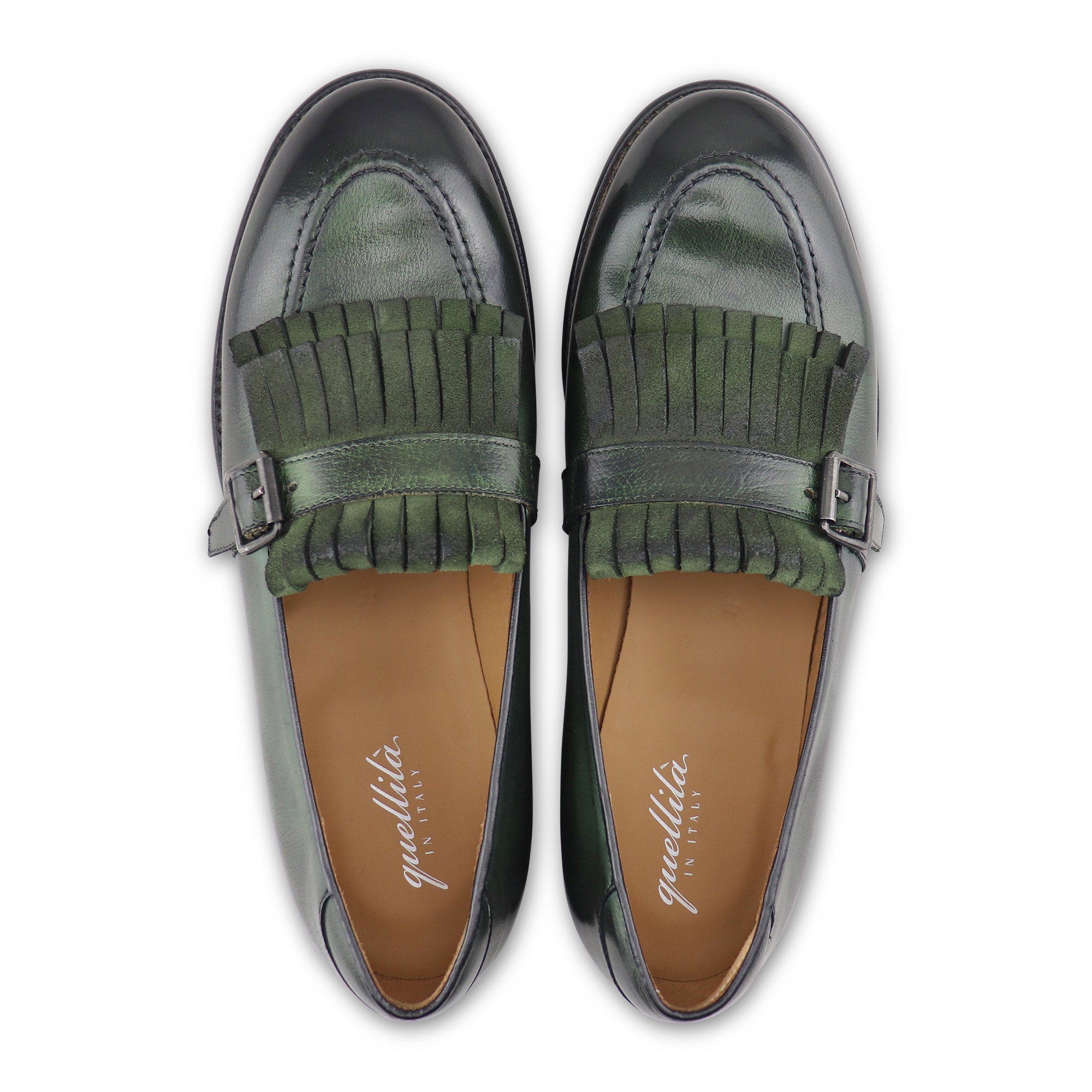 Green buffalo buckle and fringe