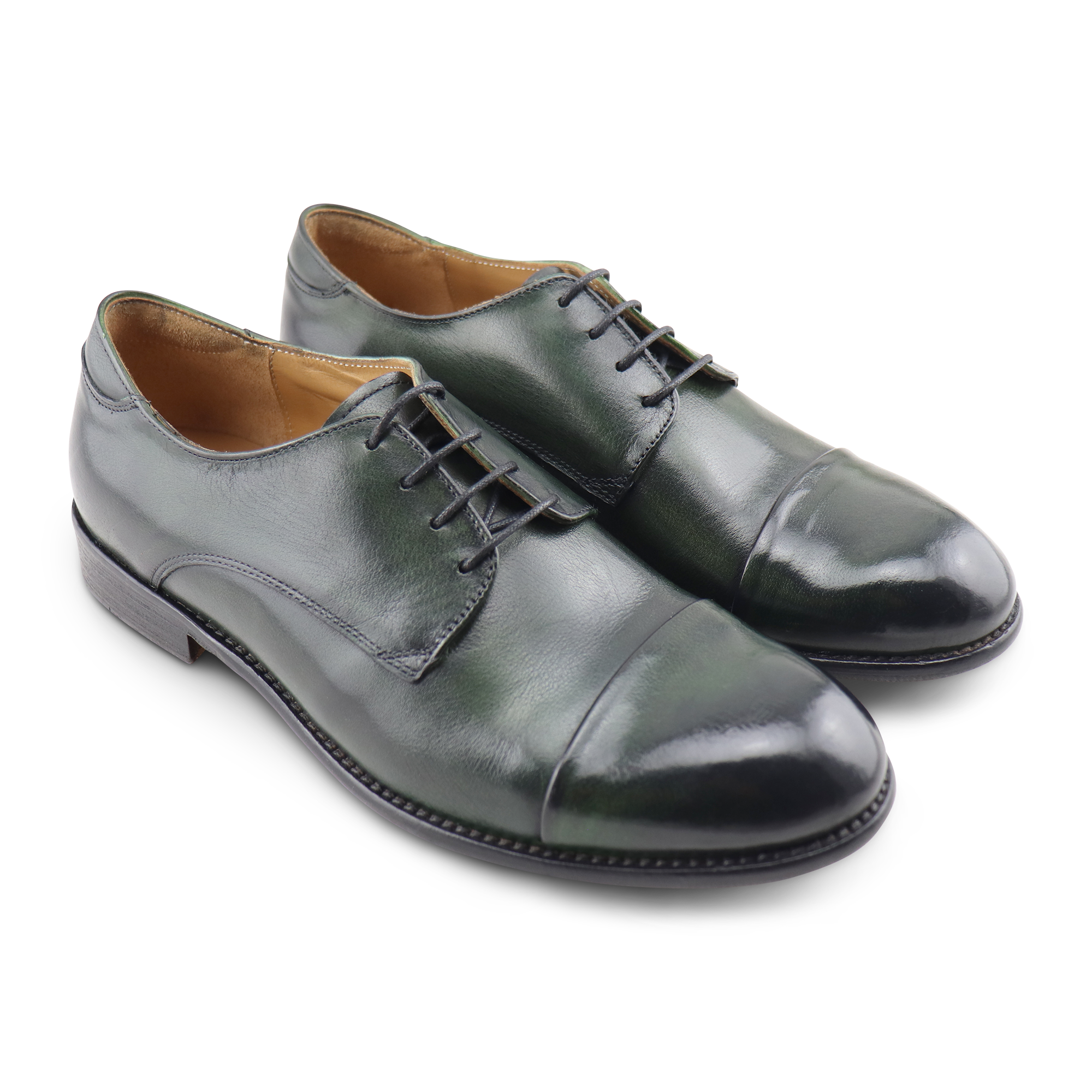 Green leather derby