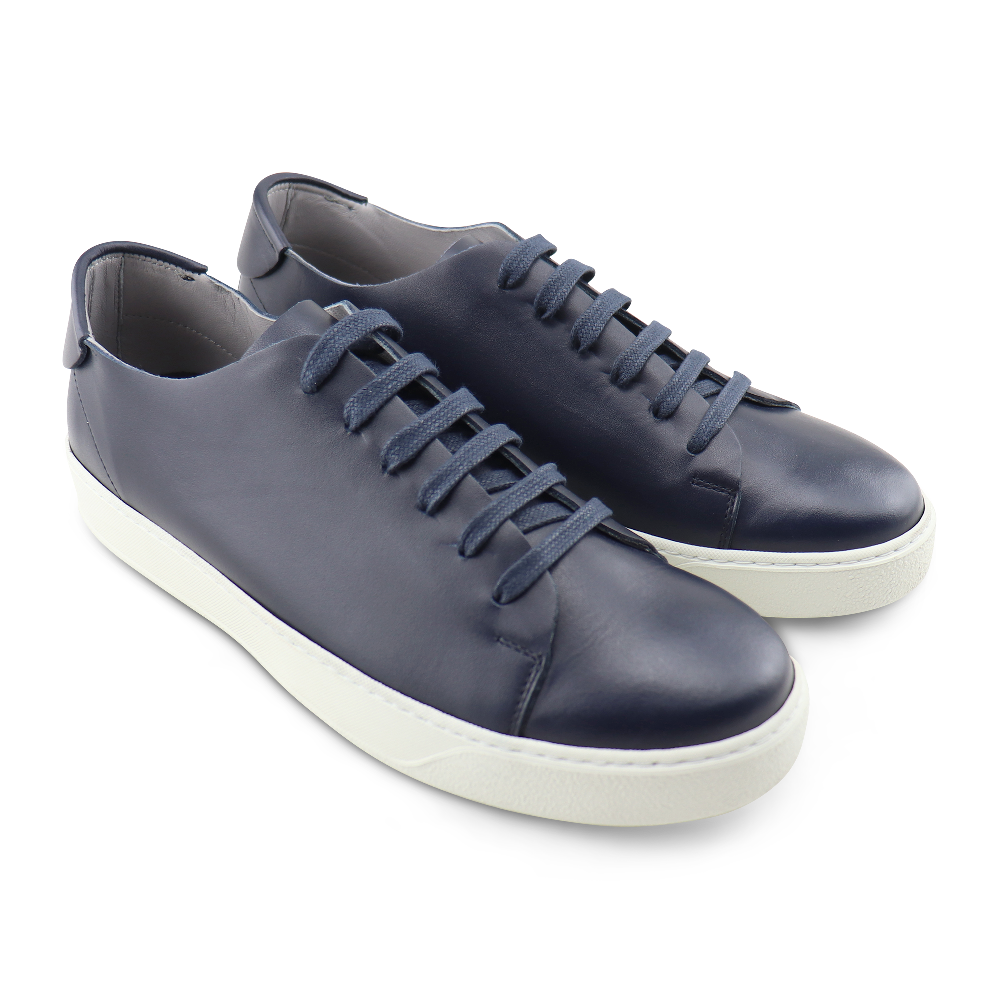 Blue leather sneakers