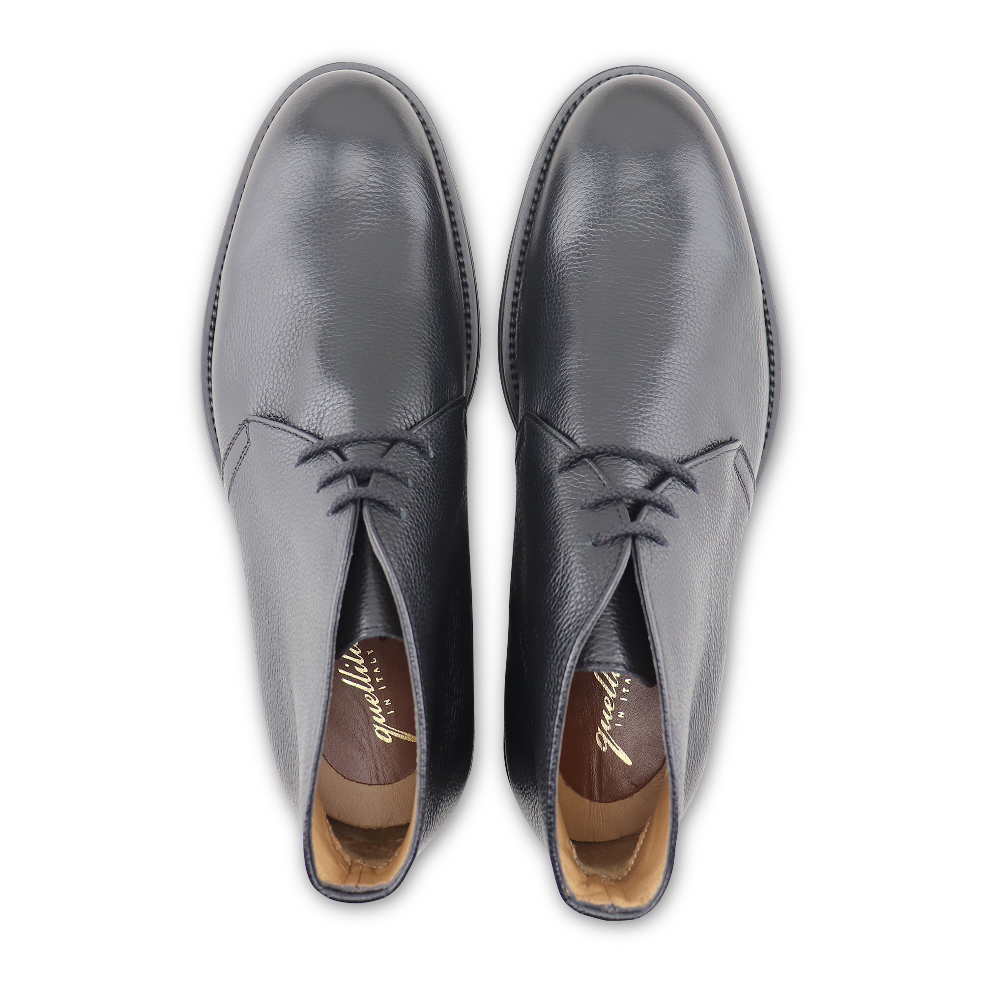 Black hammered leather ankle boot