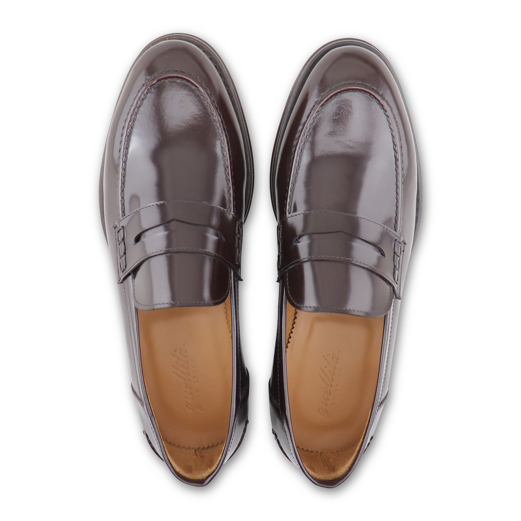 Dark brown brushed leather loafers