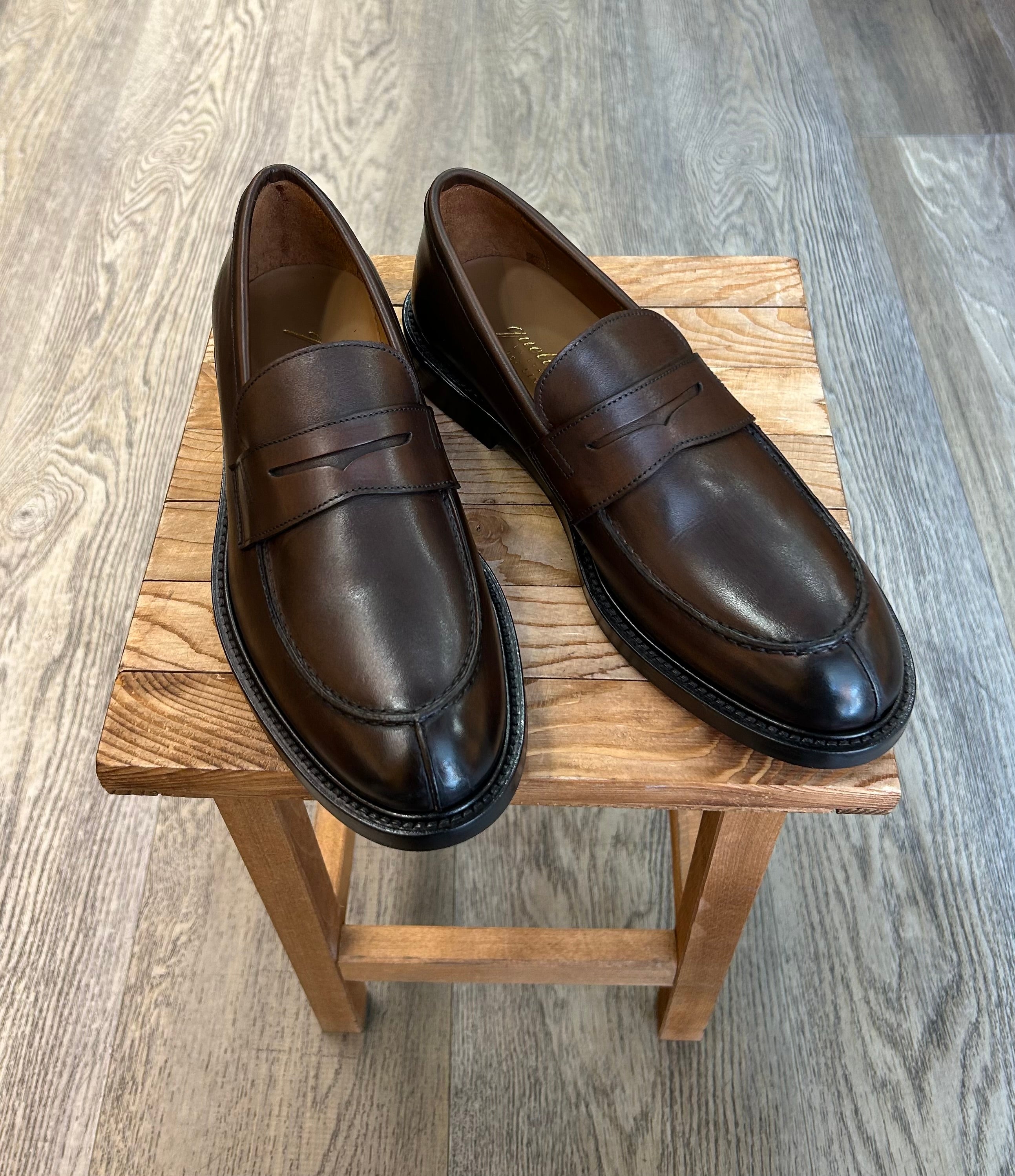 Dark brown leather college