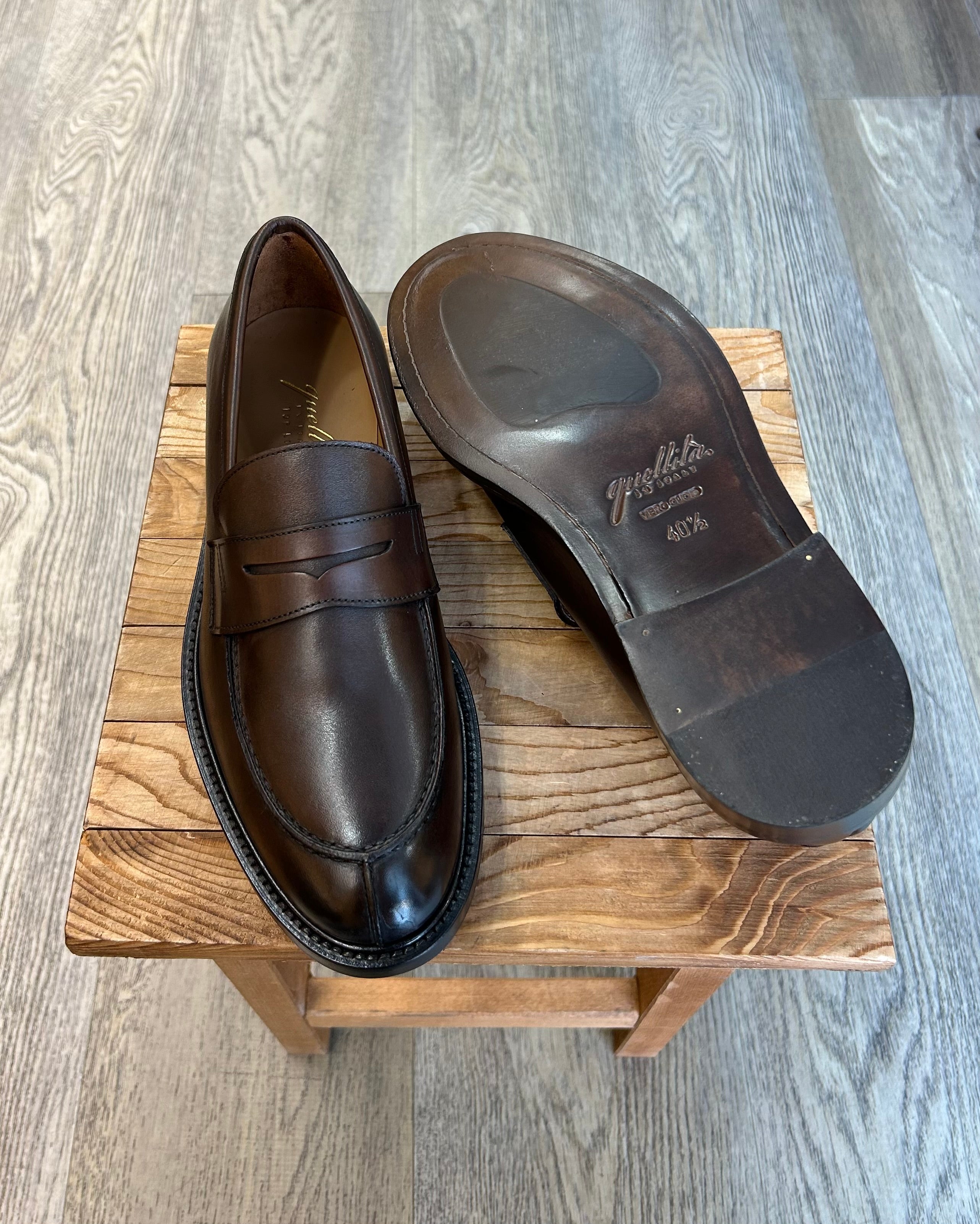 Dark brown leather college