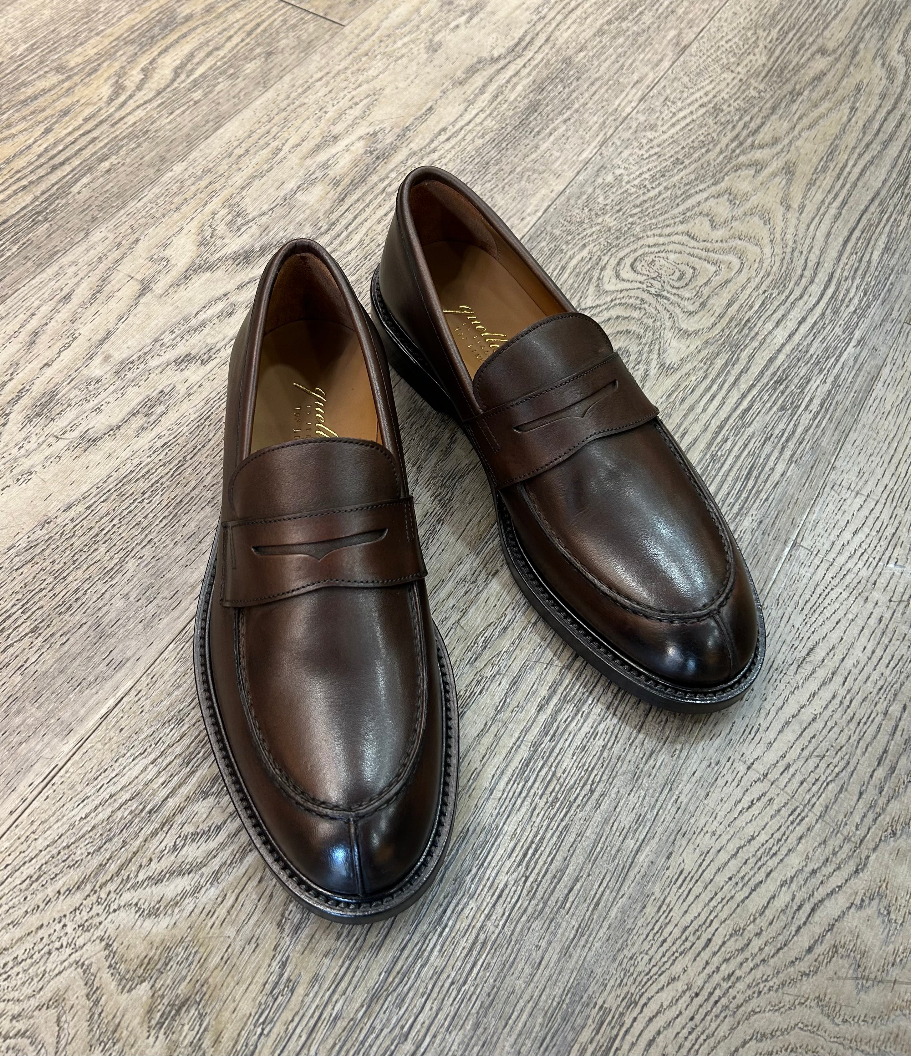 Dark brown leather college