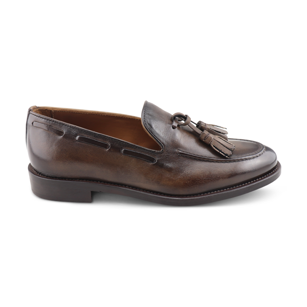 Dark brown leather slippers