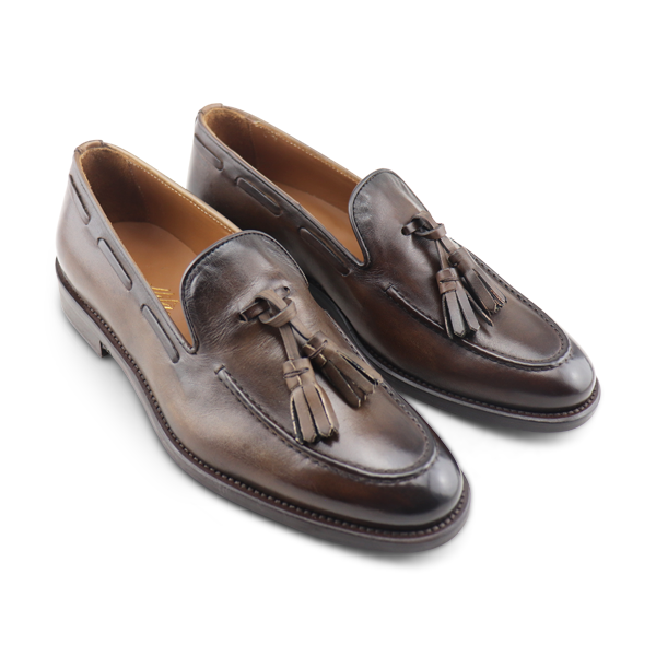 Dark brown leather slippers