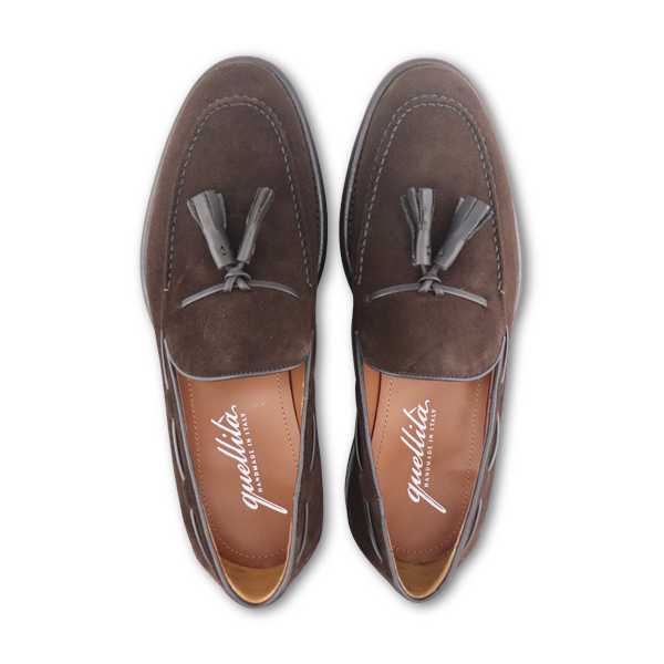 Tassel dark brown suede