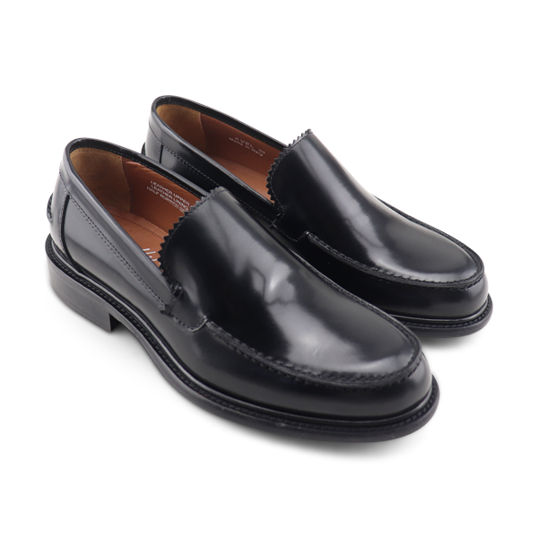 Black brushed leather loafers