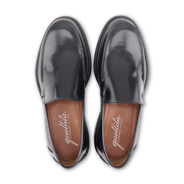 Black brushed leather loafers