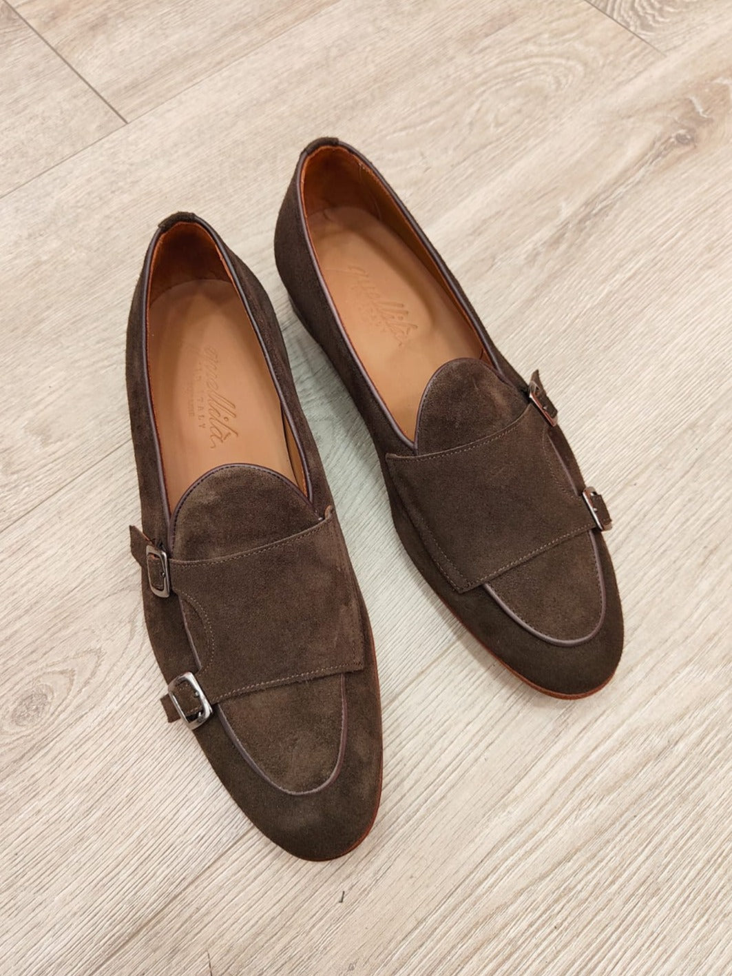 Slippers Buckle dark brown suede