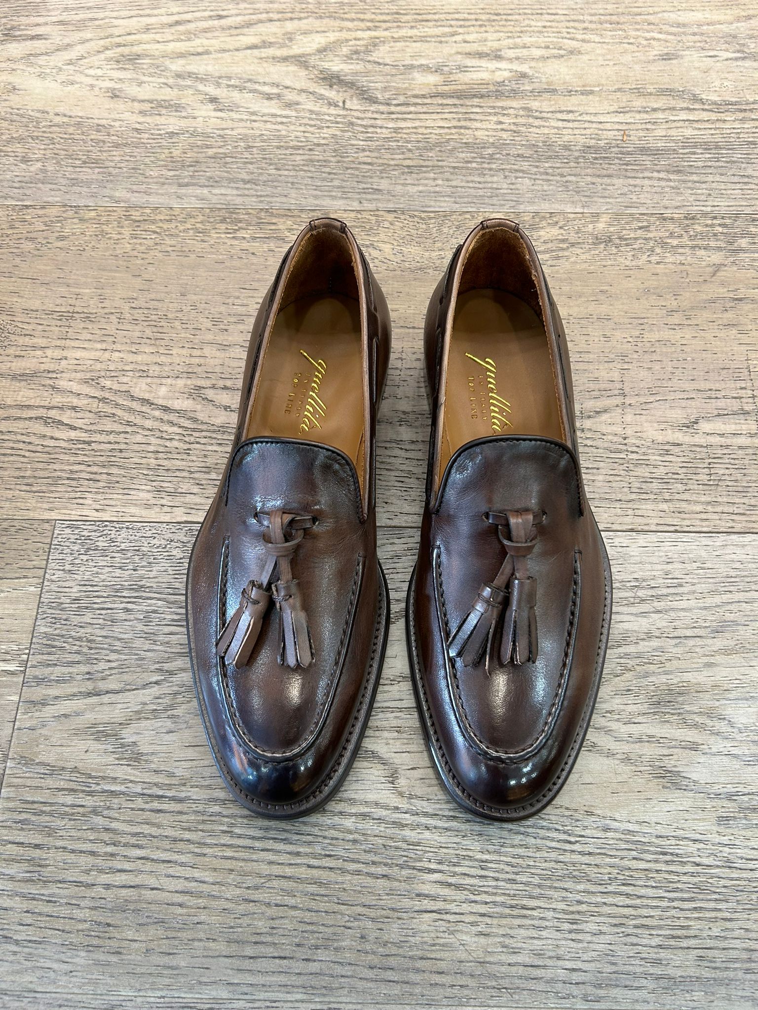 Dark brown leather slippers