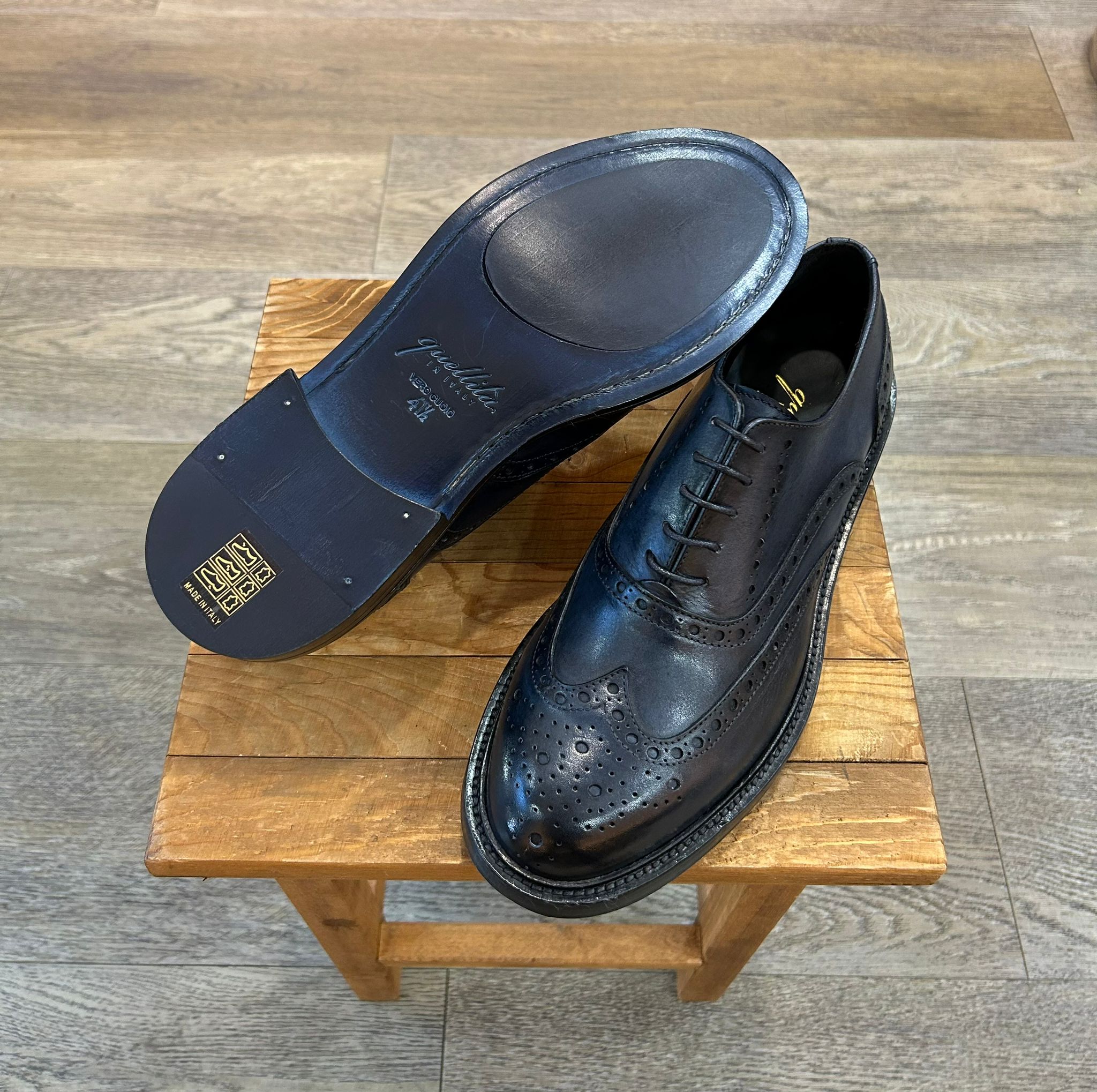 Francesina blu in pelle