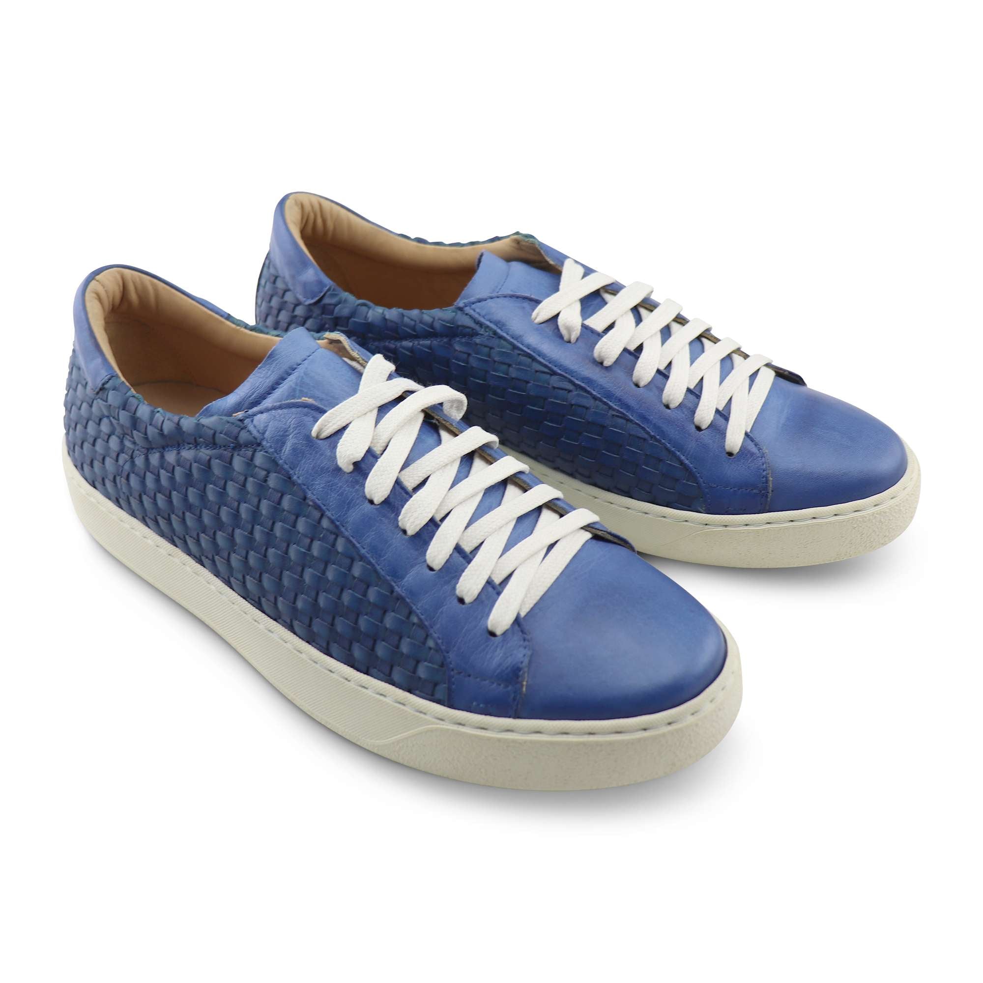 Sneakers in pelle intrecciata bluette