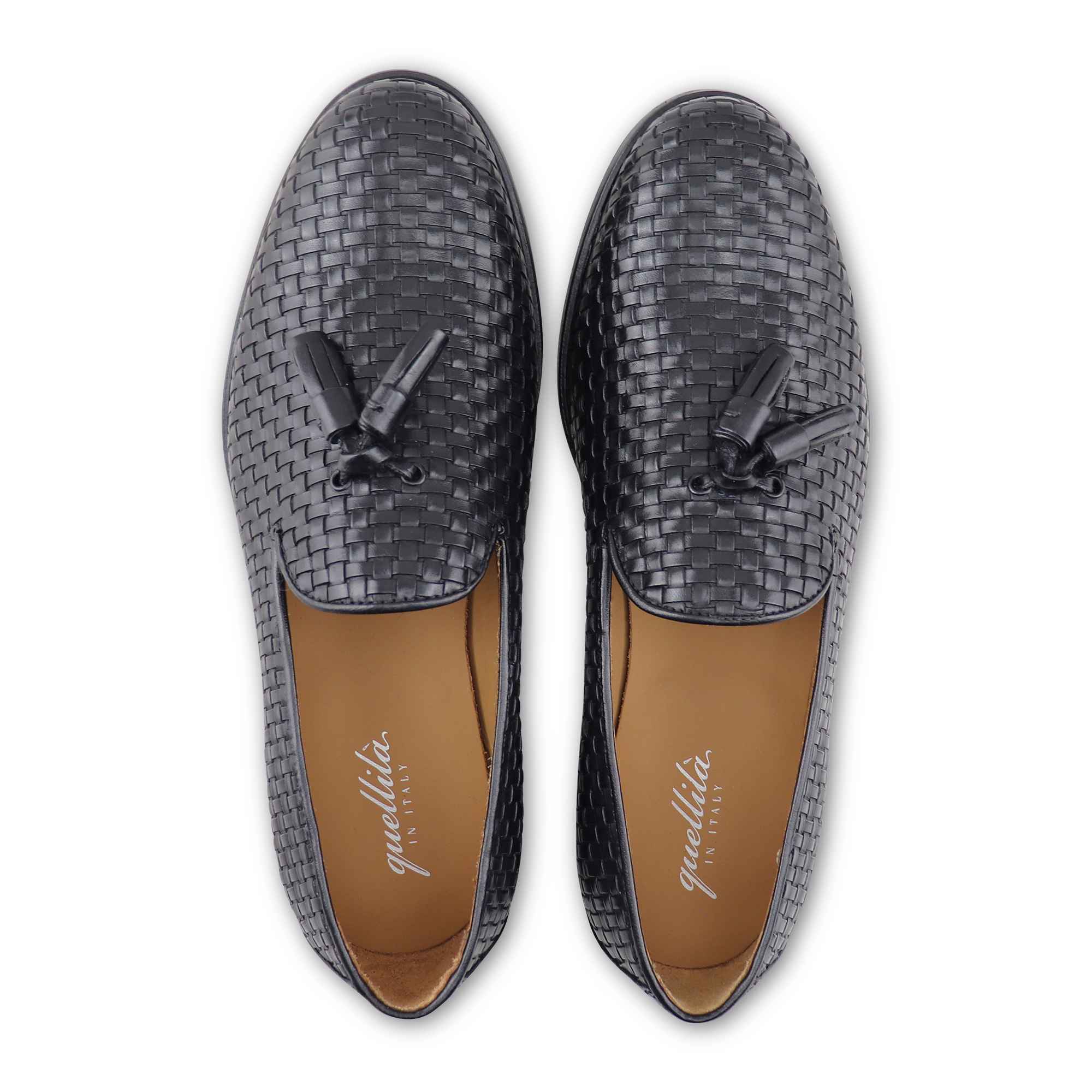 Tassel pelle intrecciata nera