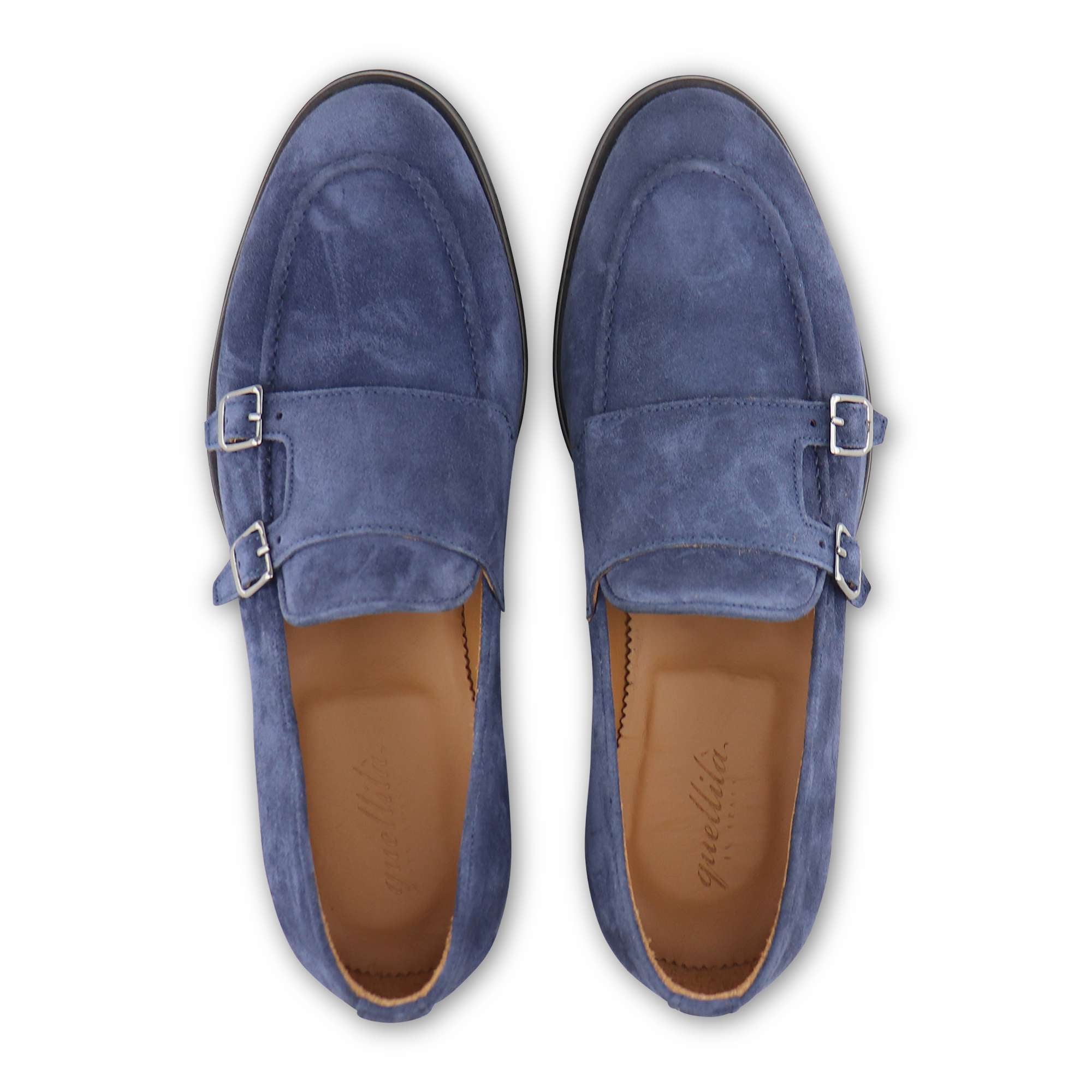 Navy suede double buckle