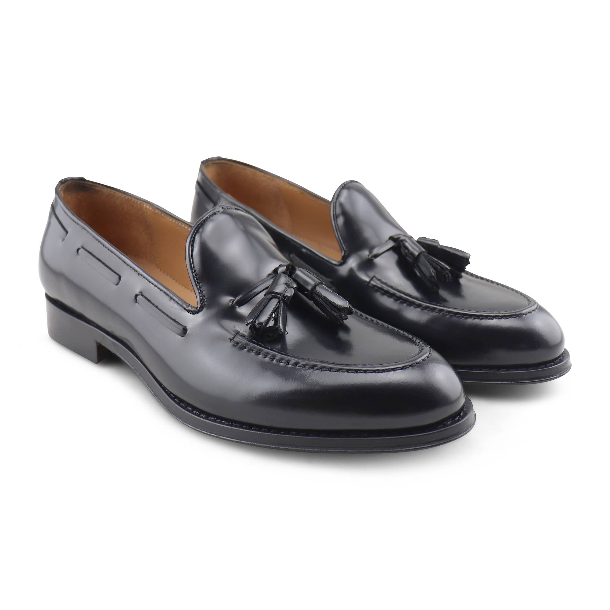 Black tassel in abrasive leather