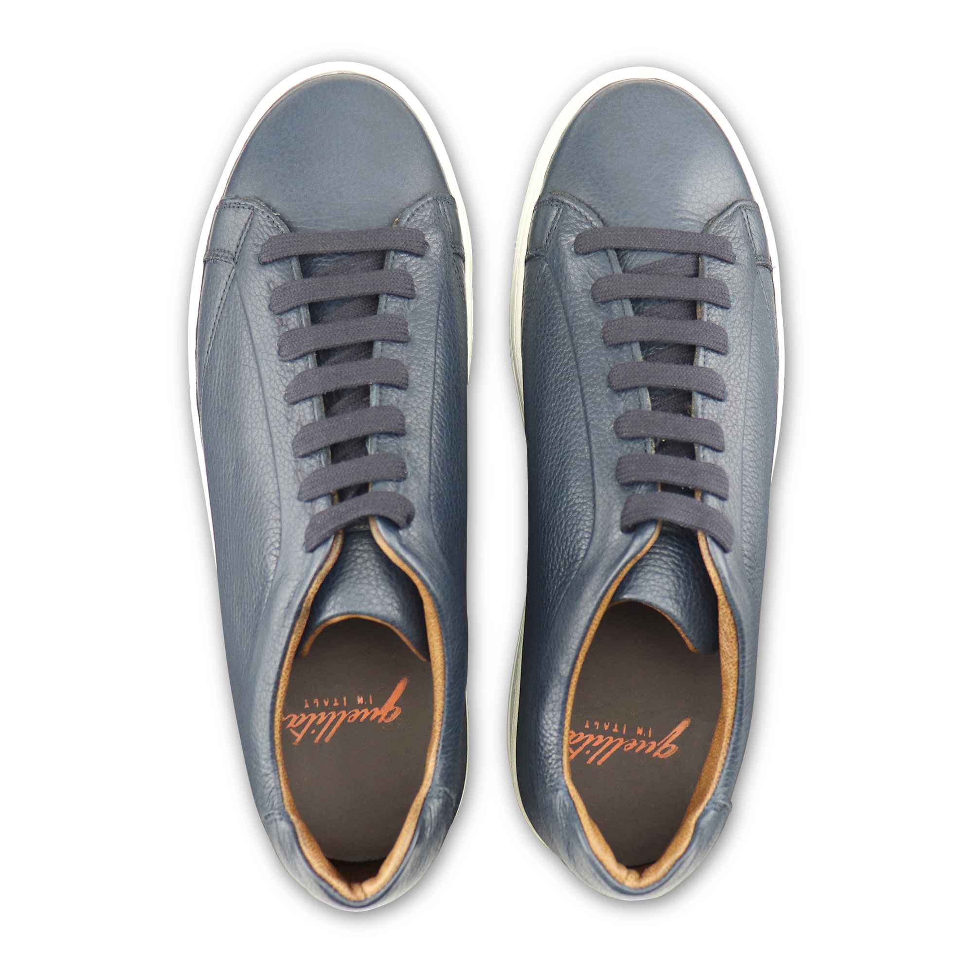 Blue hammered leather sneakers