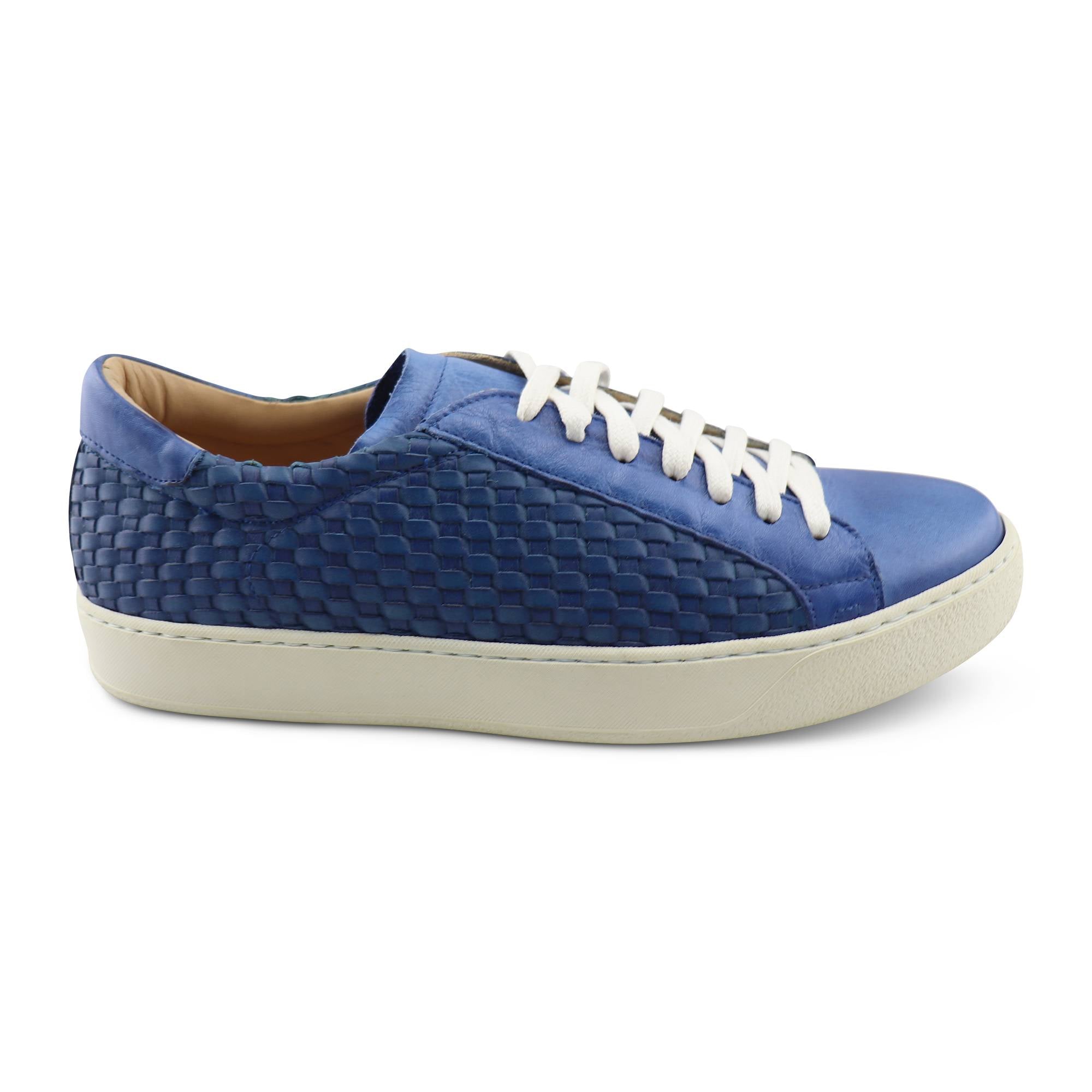 Sneakers in pelle intrecciata bluette