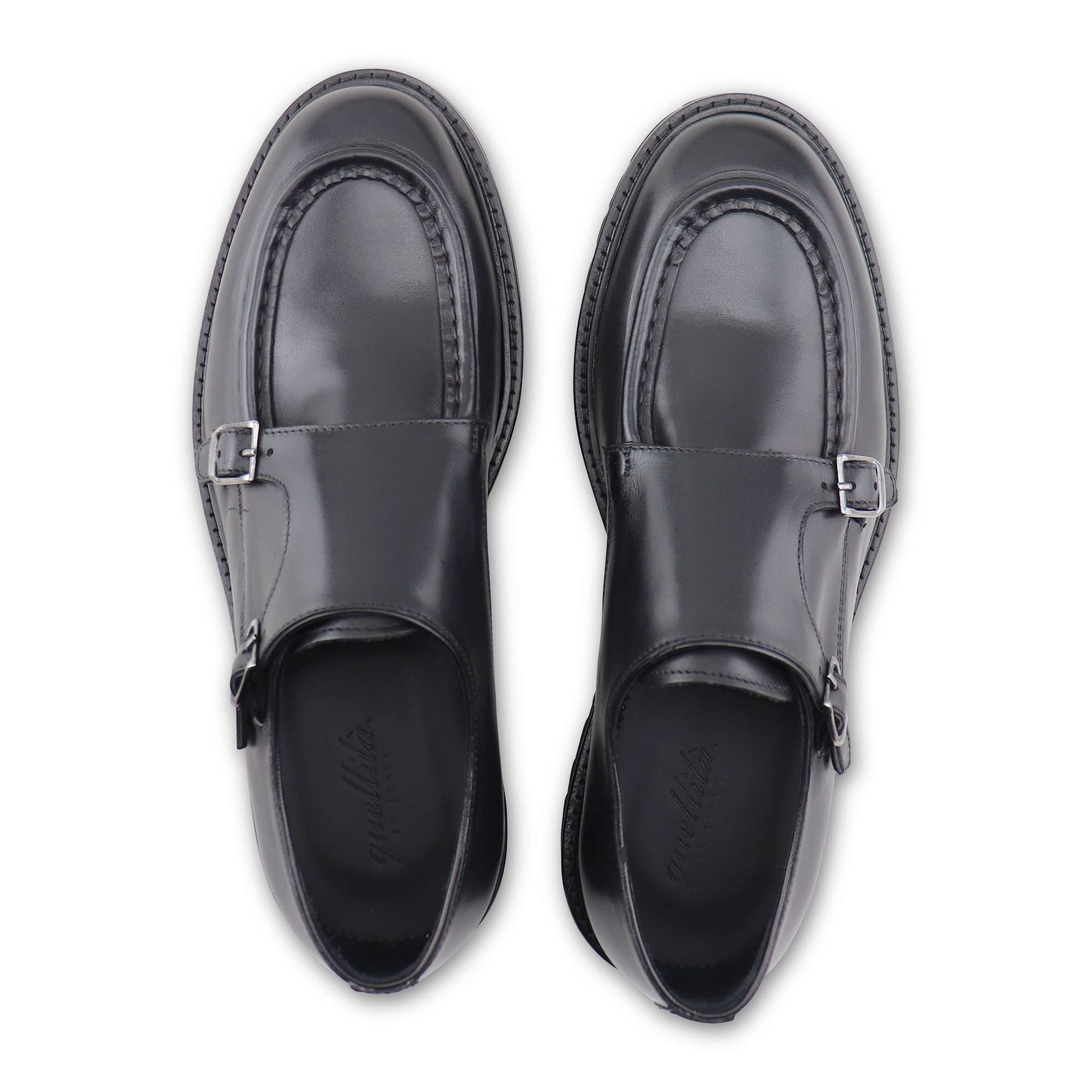 Black leather double buckle