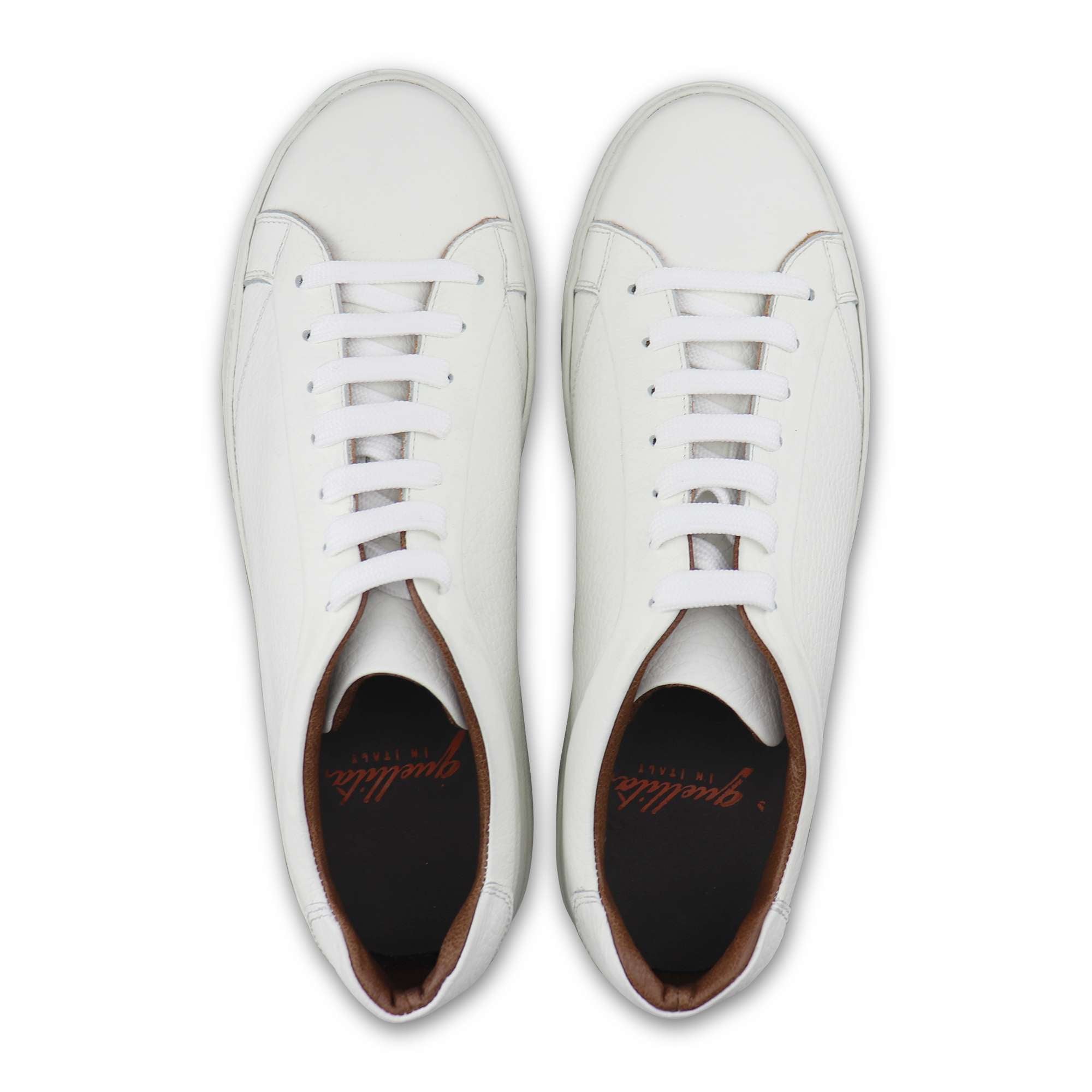 White hammered leather sneakers