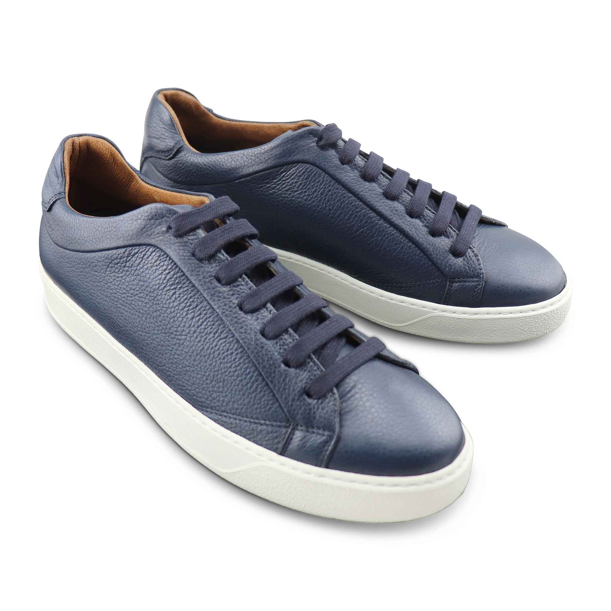 Blue hammered leather sneakers