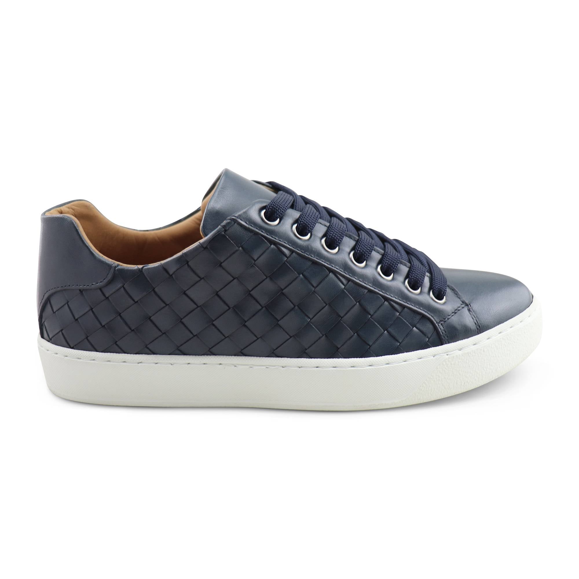 Blue woven leather sneakers