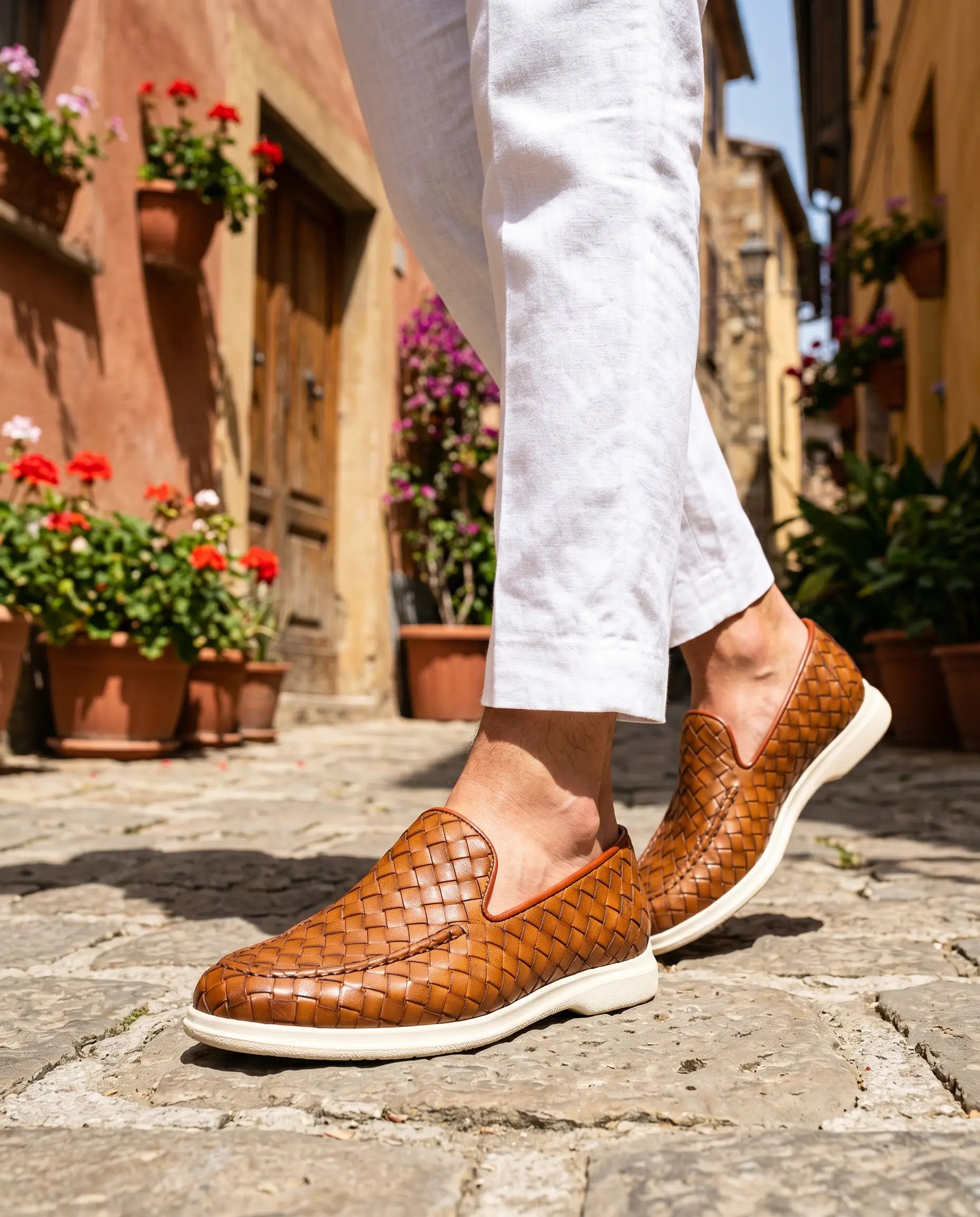 Mocassini vibram intreccio cuoio