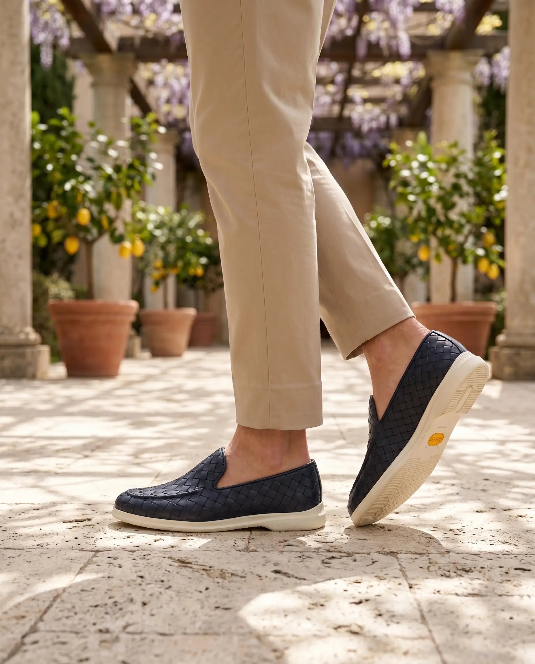 Mocassini vibram intreccio blu