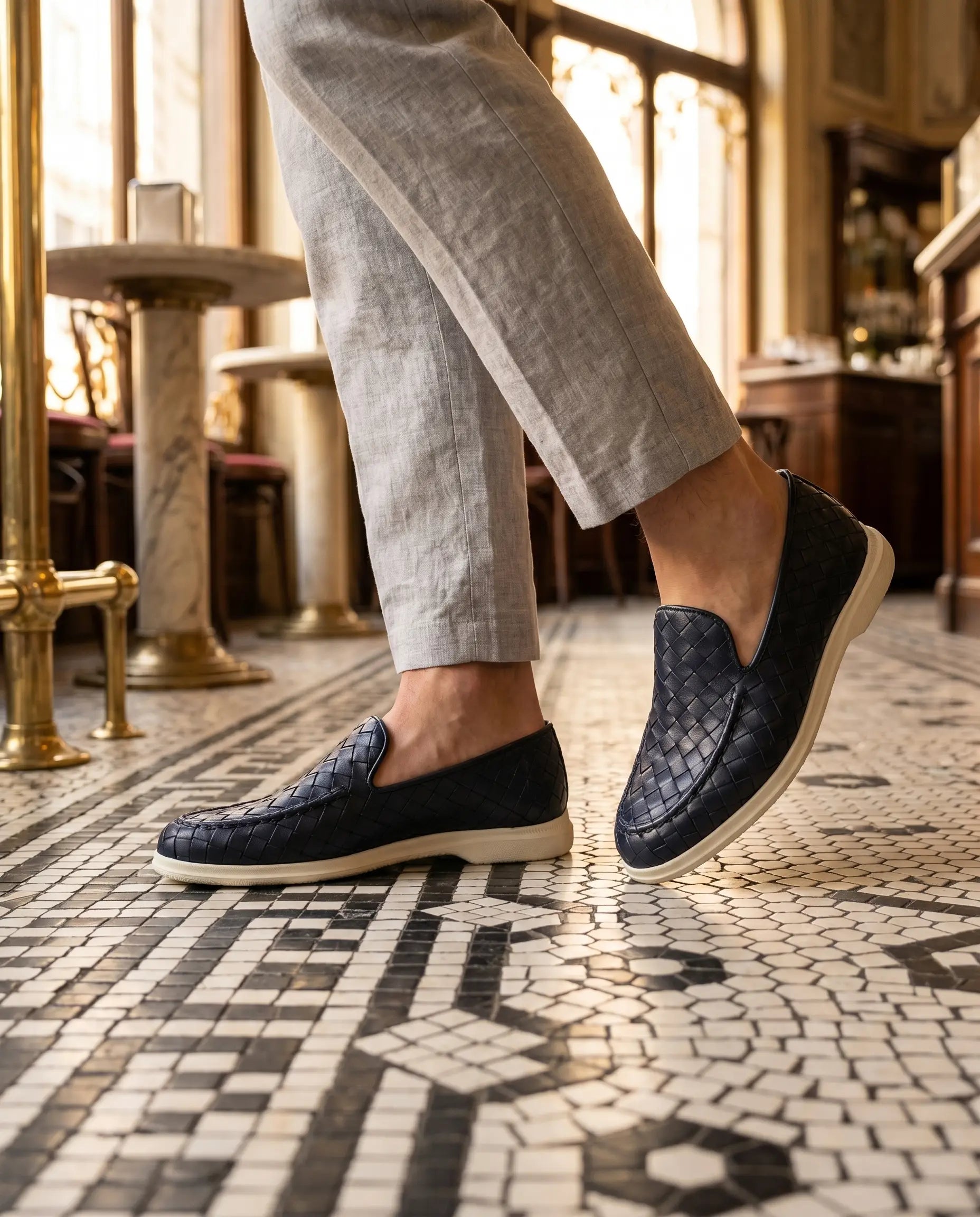 Mocassini vibram intreccio blu