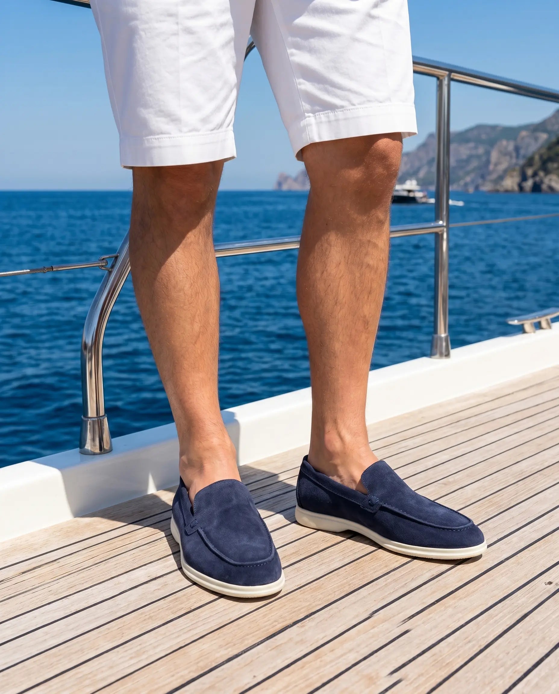 Mocassini vibram camoscio blu