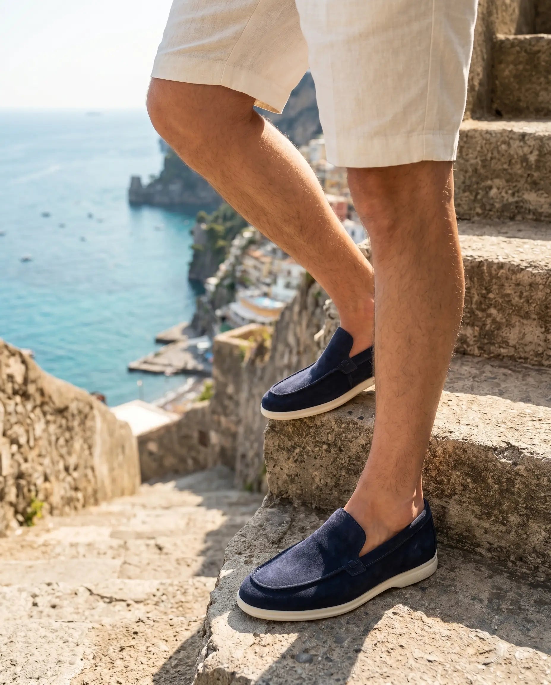Mocassini vibram camoscio blu