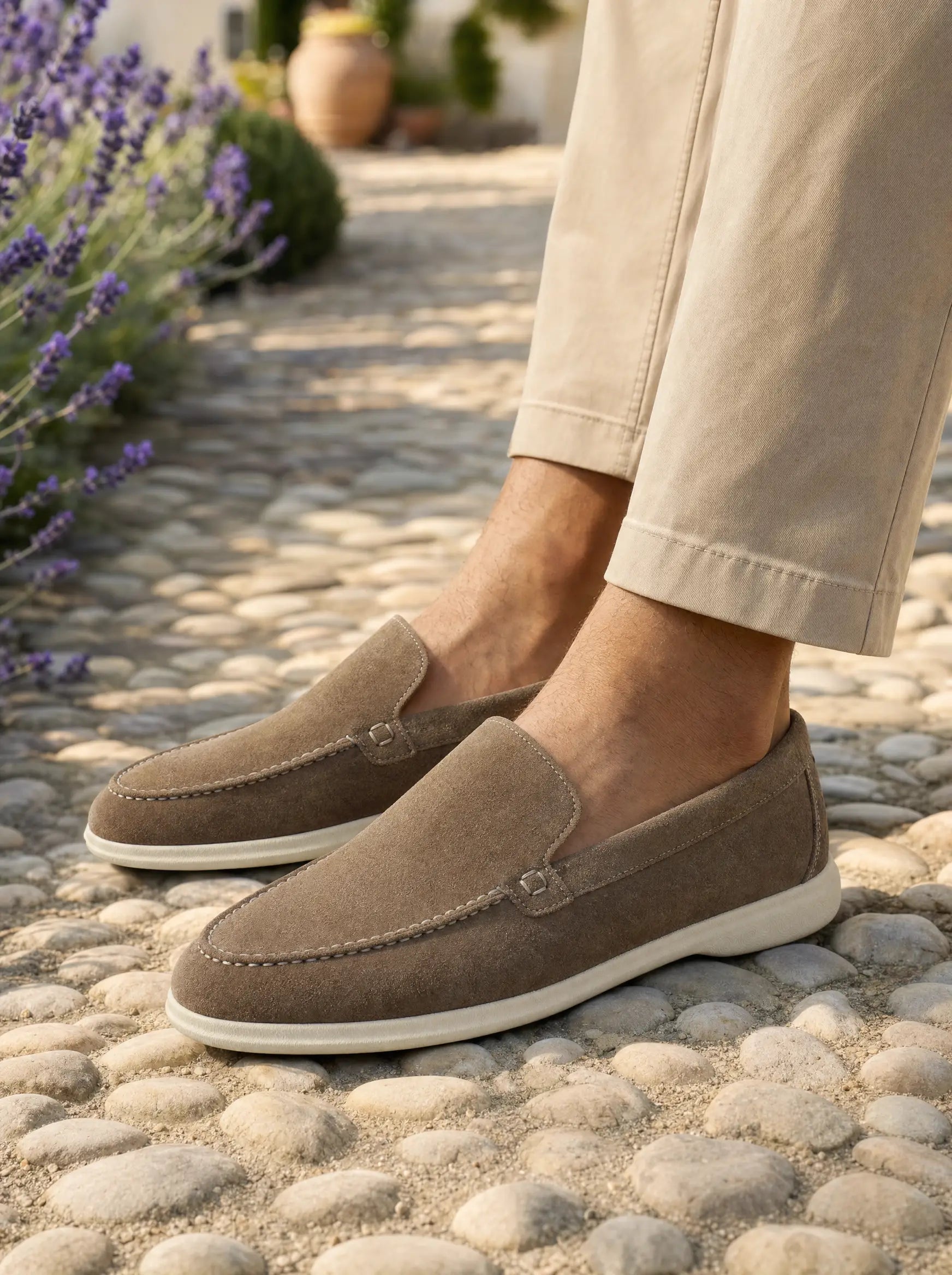 Mocassini vibram camoscio tortora