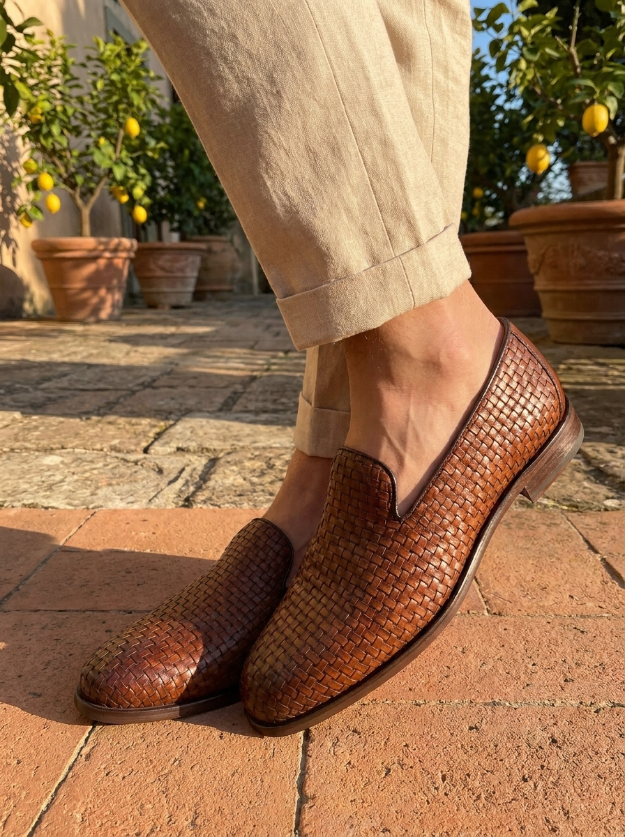 Braided leather loafers