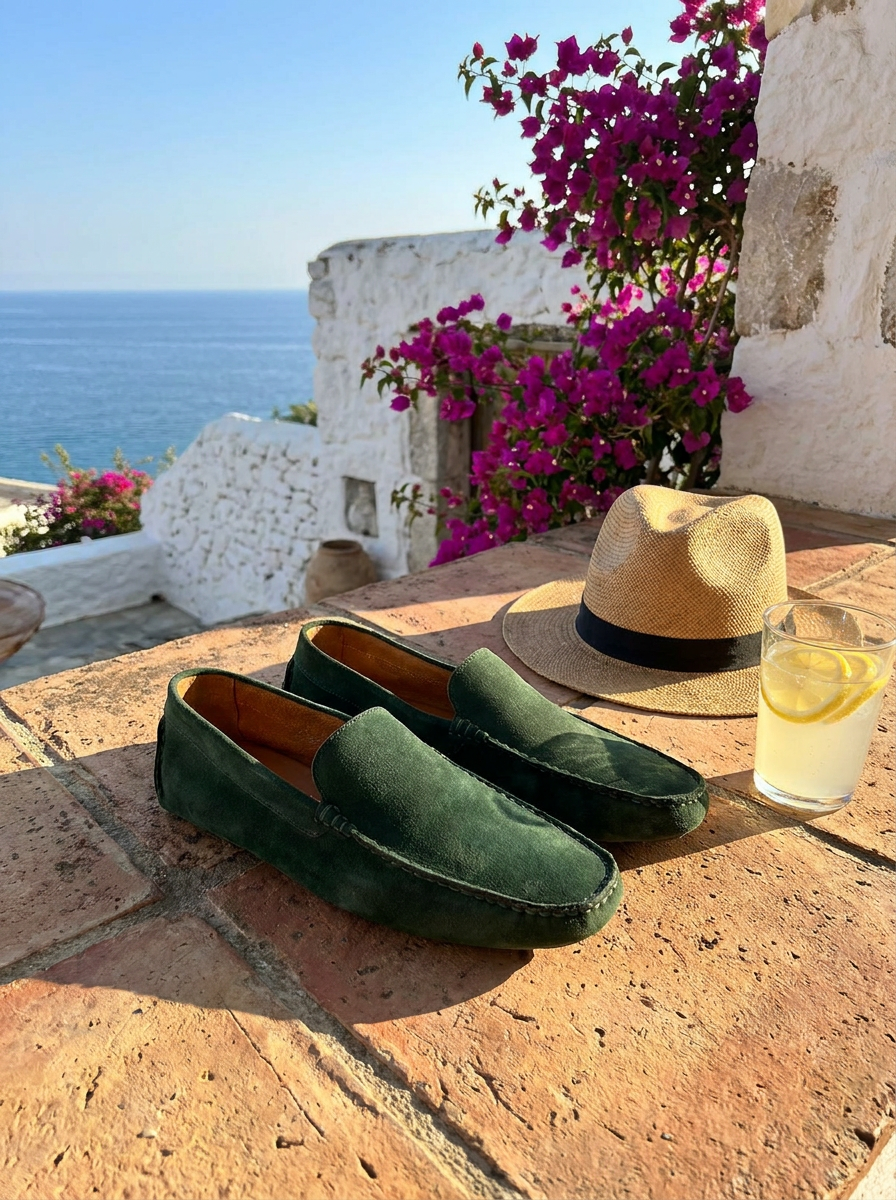 Mocassini Vibram camoscio verde