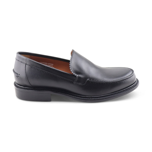 Black leather loafers