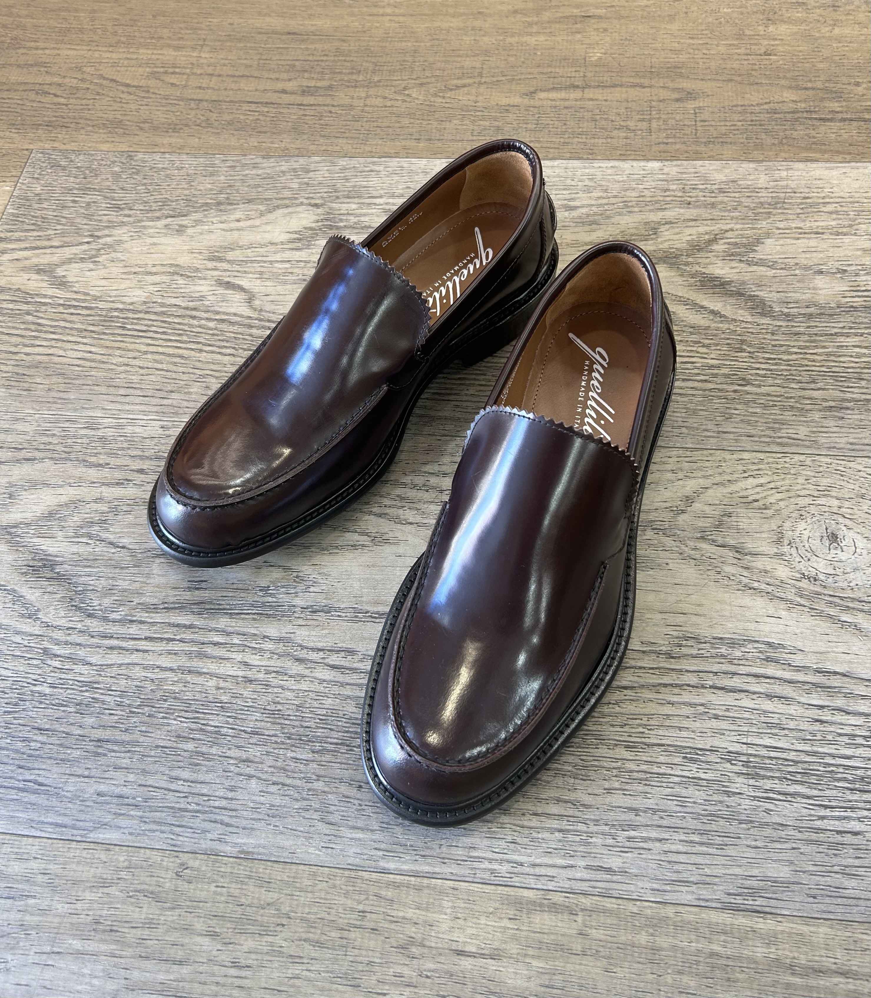Burgundy brushed leather loafers