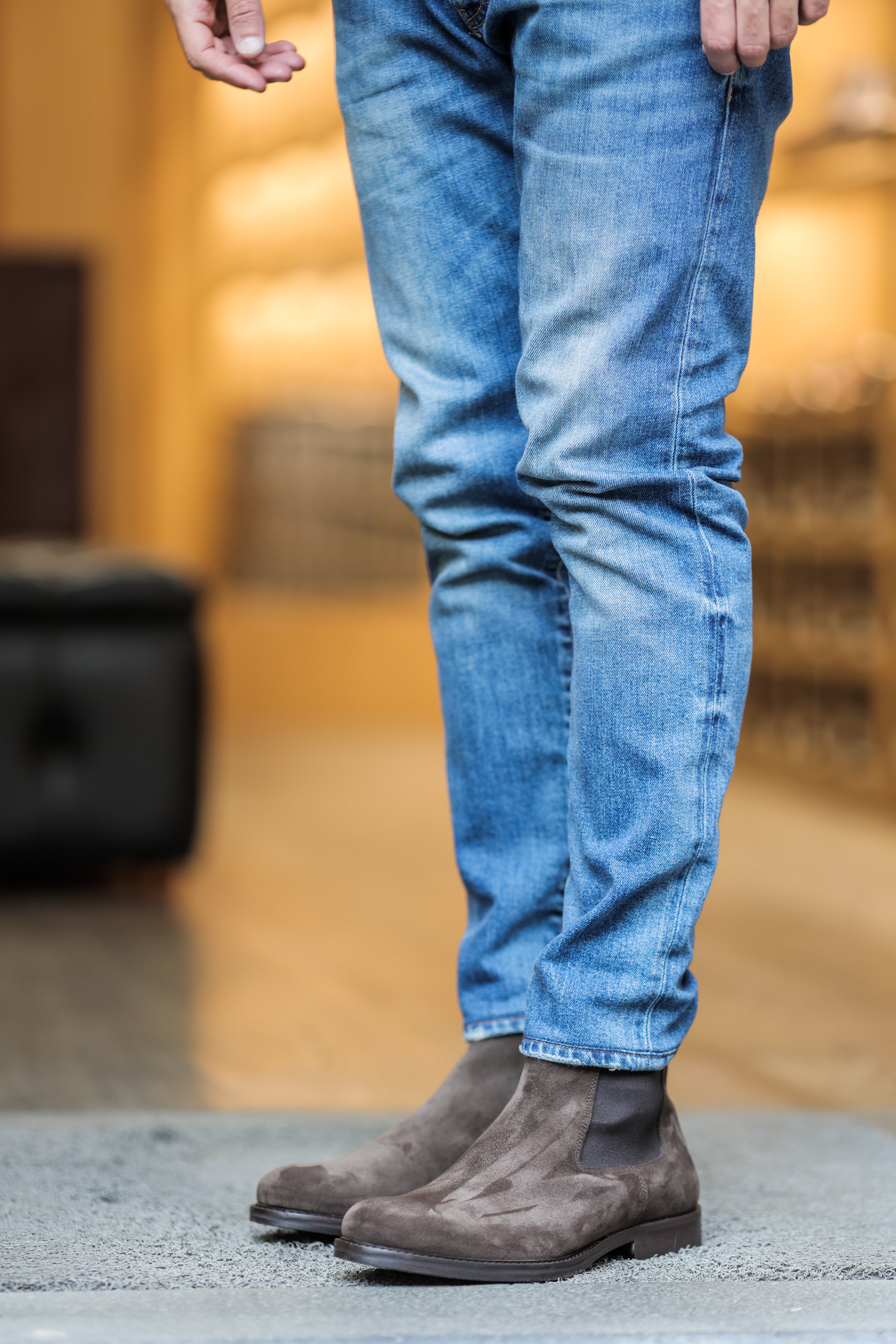 Dark brown suede ankle boots