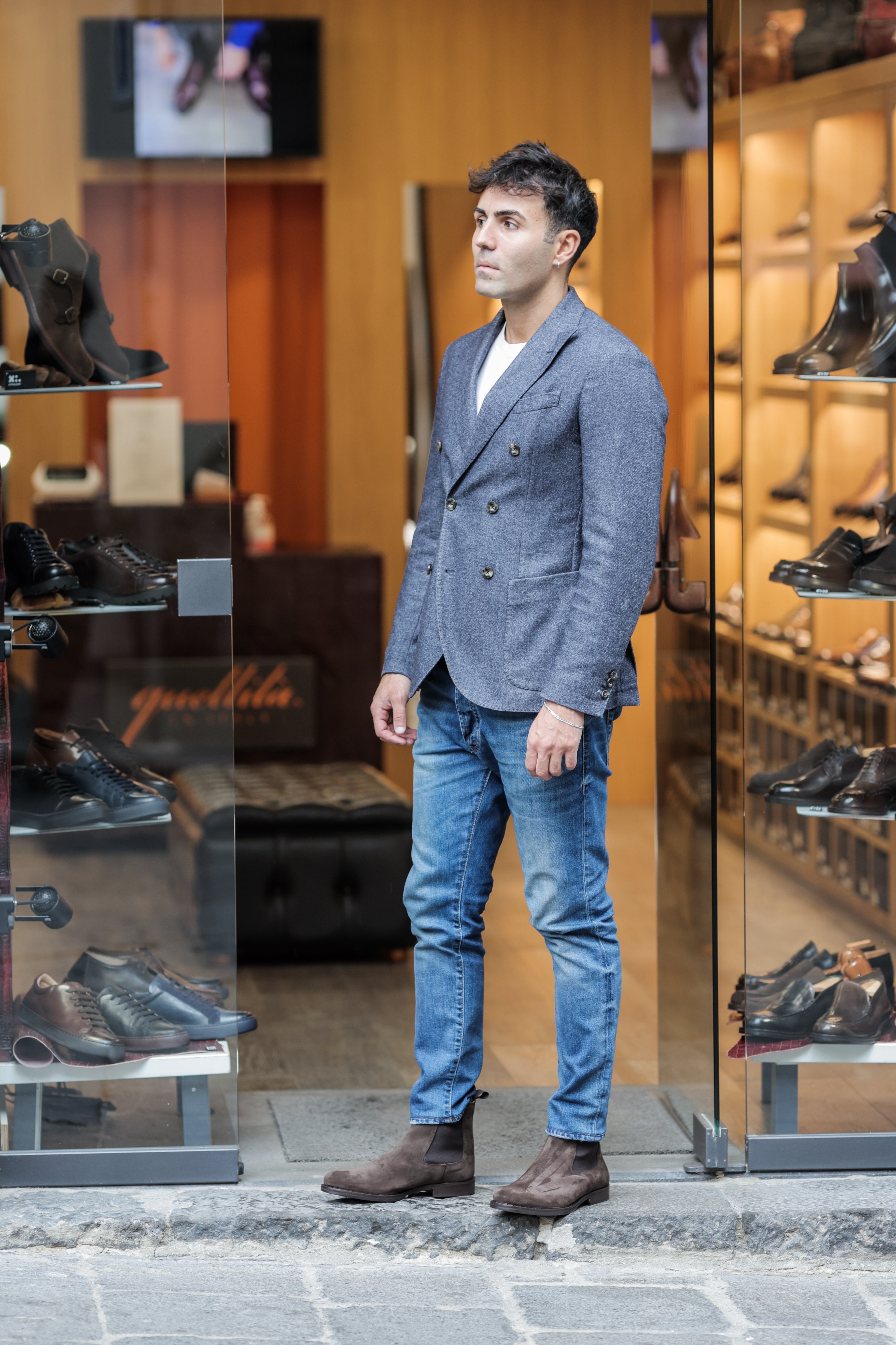 Dark brown suede ankle boots