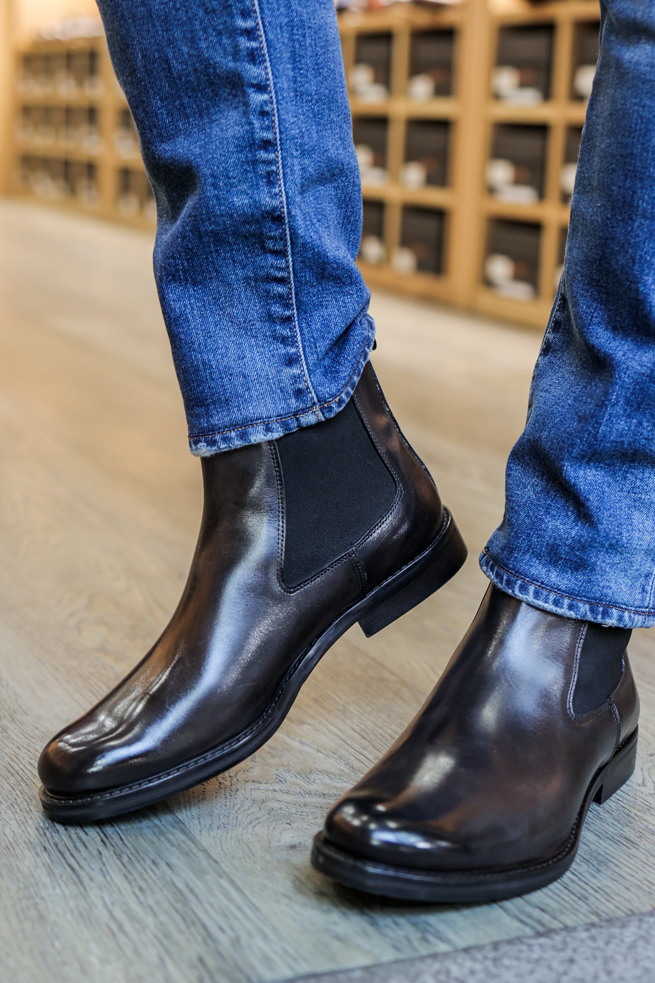 Dark brown leather ankle boots