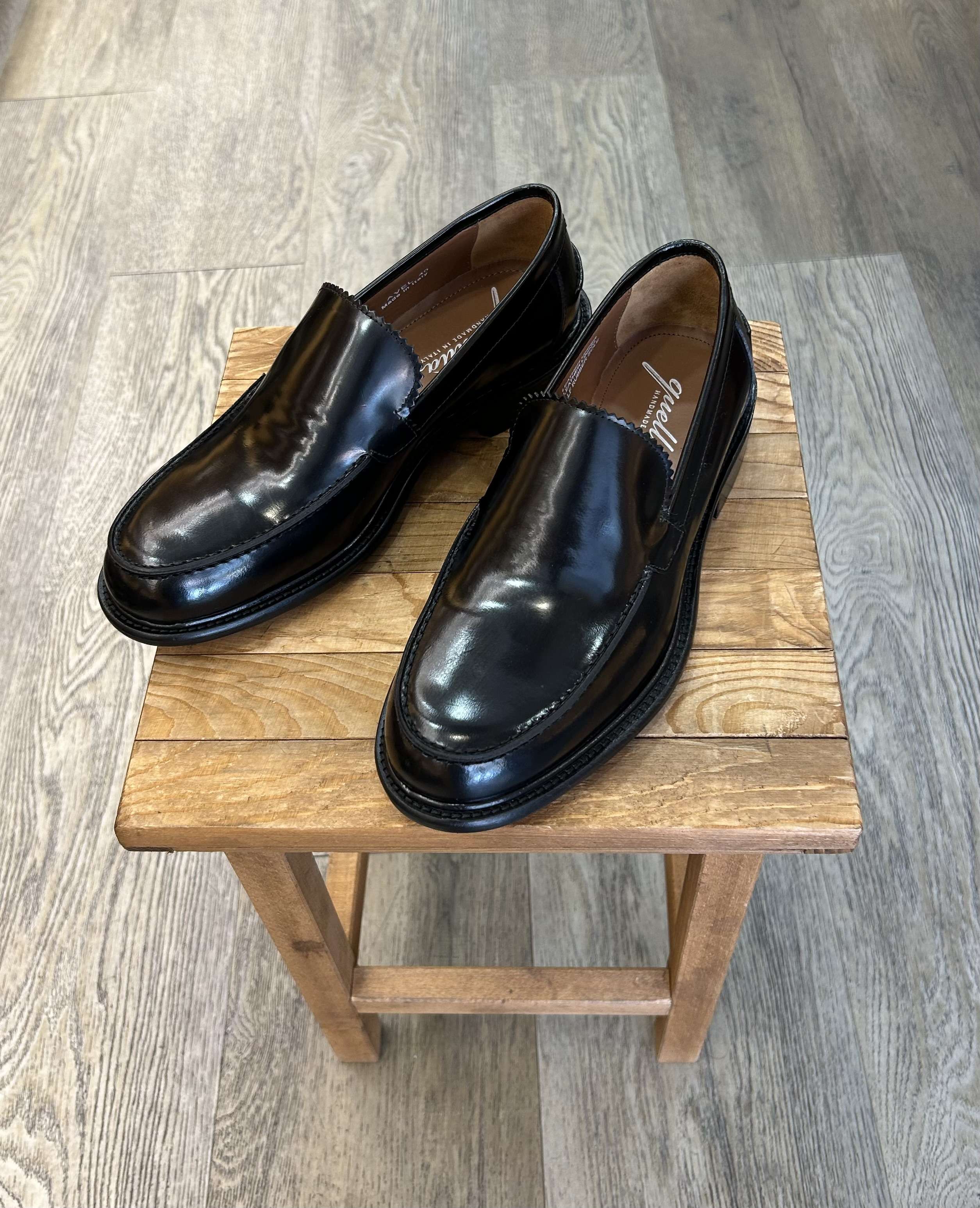 Black brushed leather loafers