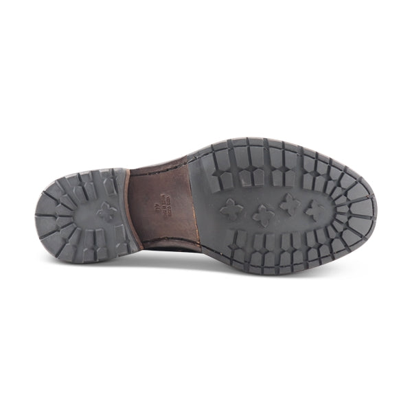 Brown buffalo leather ankle boots