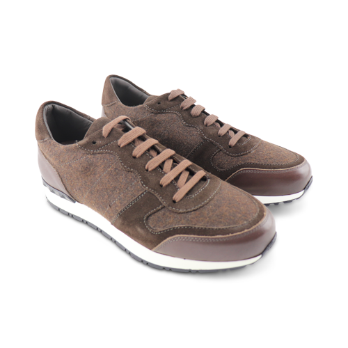 Sneakers in camoscio e pelle