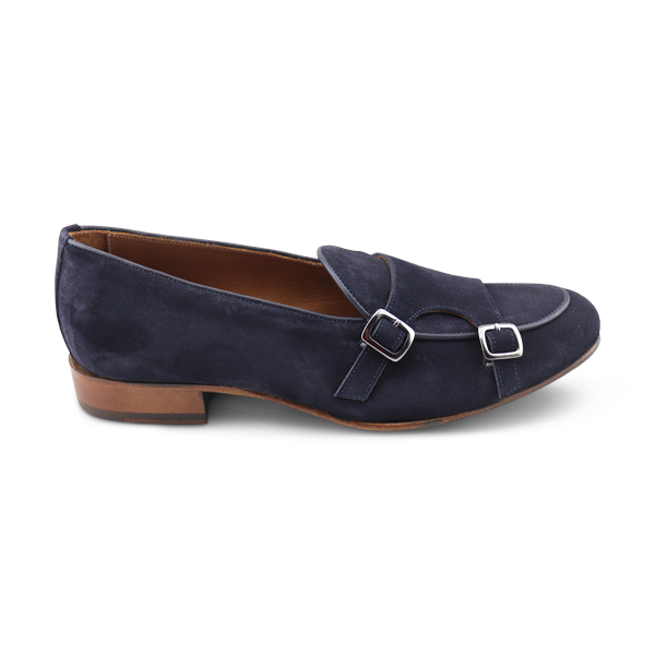 Blue Suede Buckle Slippers