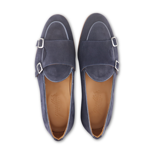 Blue Suede Buckle Slippers